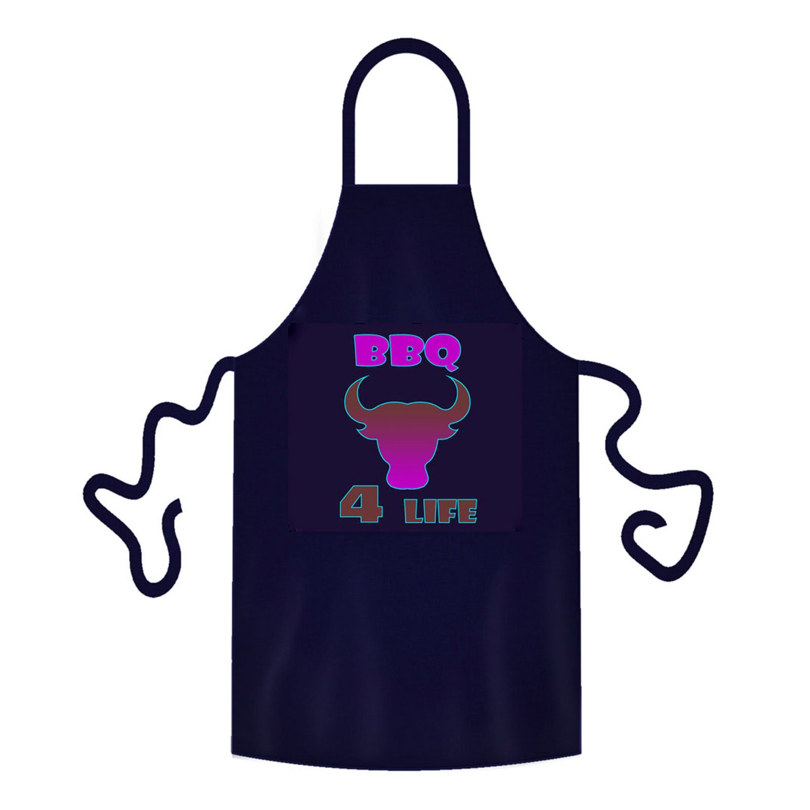 teprovo Grillschürze Kochschürze Schürze 116cm Dunkelblau BBQ 4 Life, (1-tlg., integrierte Taschen), mit Motiv und Spruch