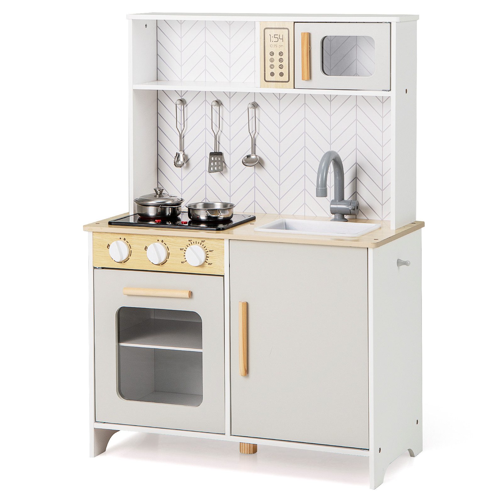 COSTWAY Spielküche, Kinderküche mit Mikrowelle, Herd, Spüle, Backofen günstig online kaufen