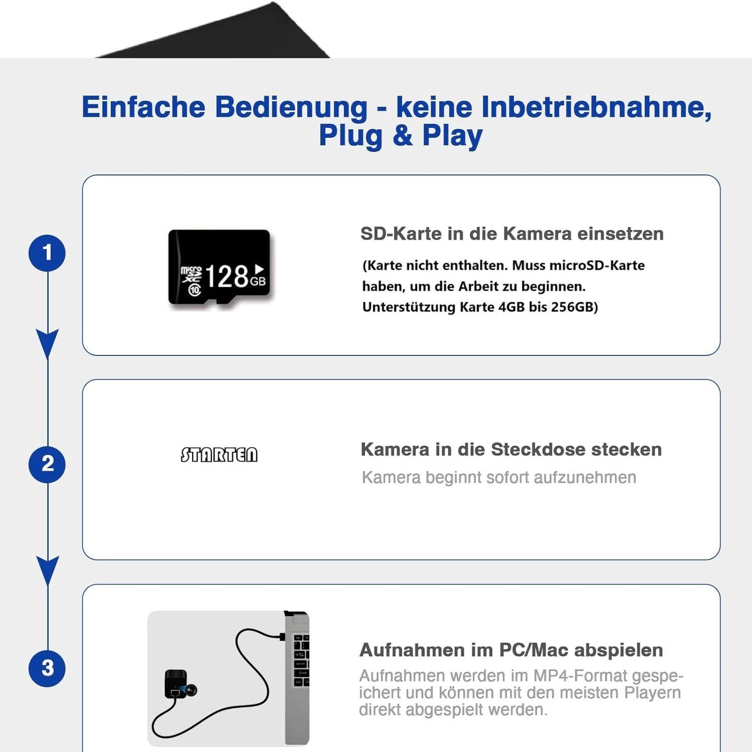 SpionProfi Überwachungskamera 2K Mini Kamera Usb Ladegerät Video Ton Aufnahme mit Bewegungsmelder (1-tlg., Usb Ladegeerät mit versteckte 2K Kamera Mini Spycam Spion)