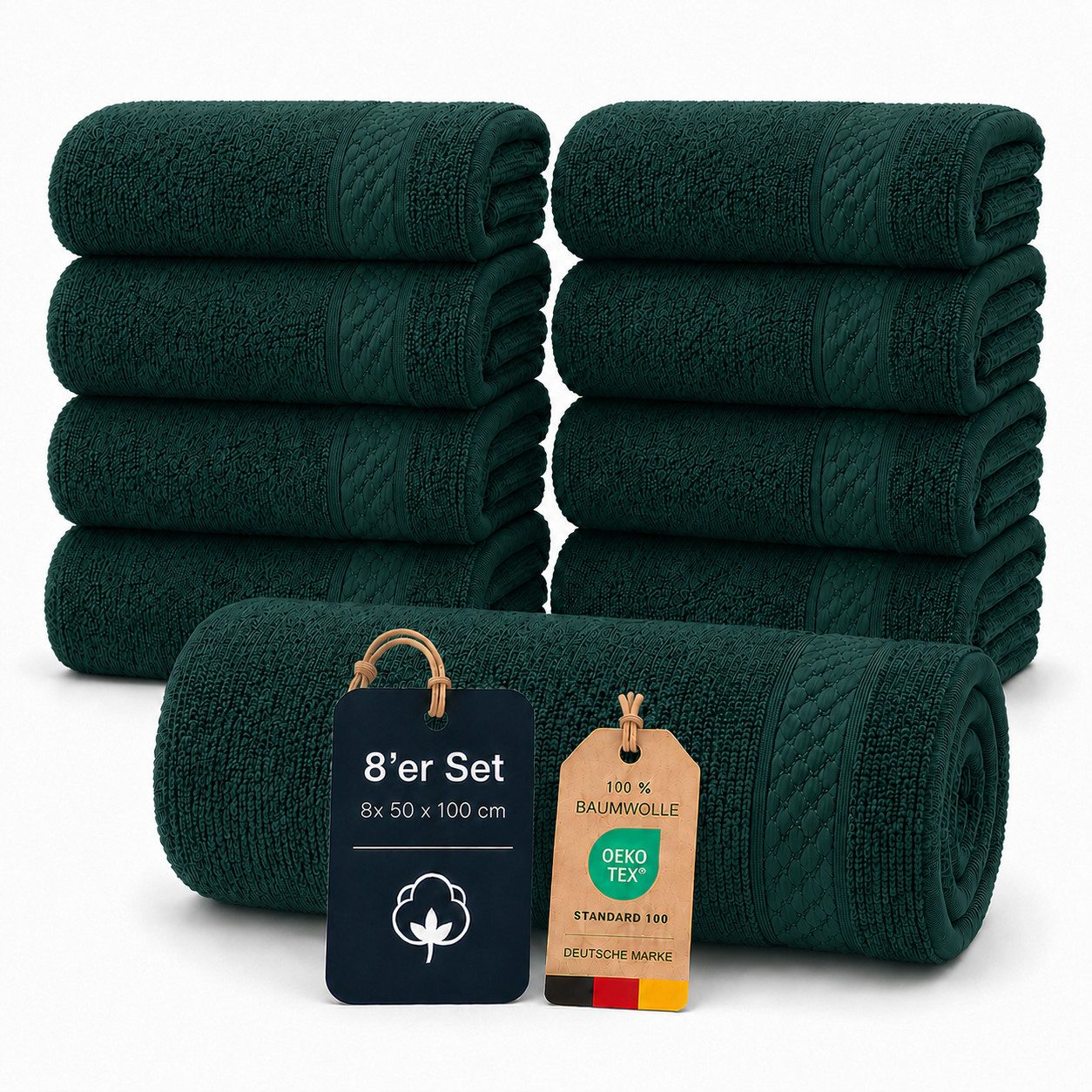 Komfortec Handtuch Set 8x Premium Handtuch Set - 50x100 cm, Frottee (8-St), 100% Baumwolle, mit Bordüre, Weich, Hotelqualität – Bild 3 von 5