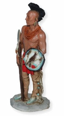 Castagna Dekofigur Native American Häuptling Black Hawk H 16 cm mit Speer und Schild