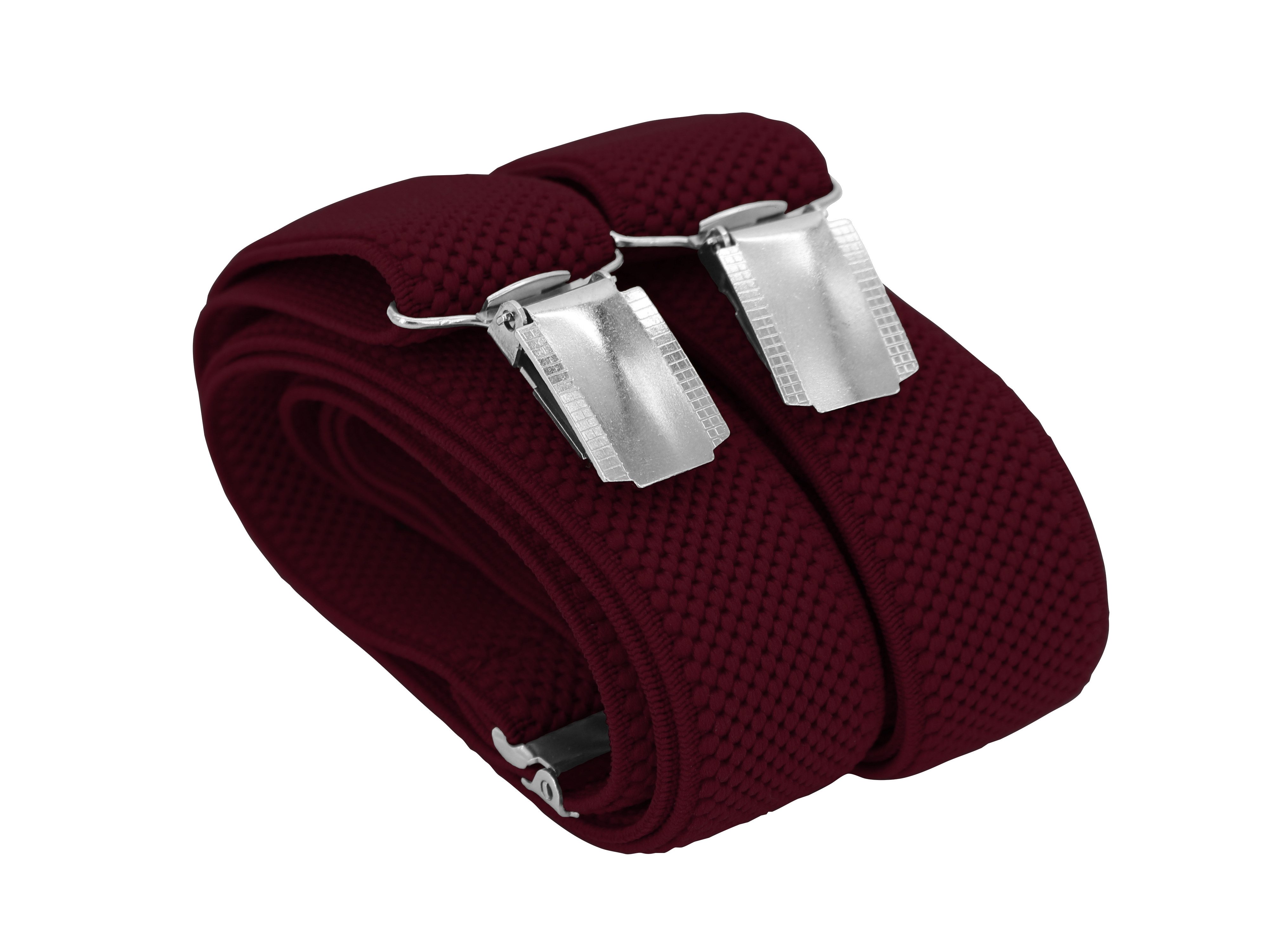 Fabio Farini Hosenträger Schmales Y-Design mit 3cm Breite verstellbar mit extra starken Clipverschluss, Bordeaux – Bild 5 von 5