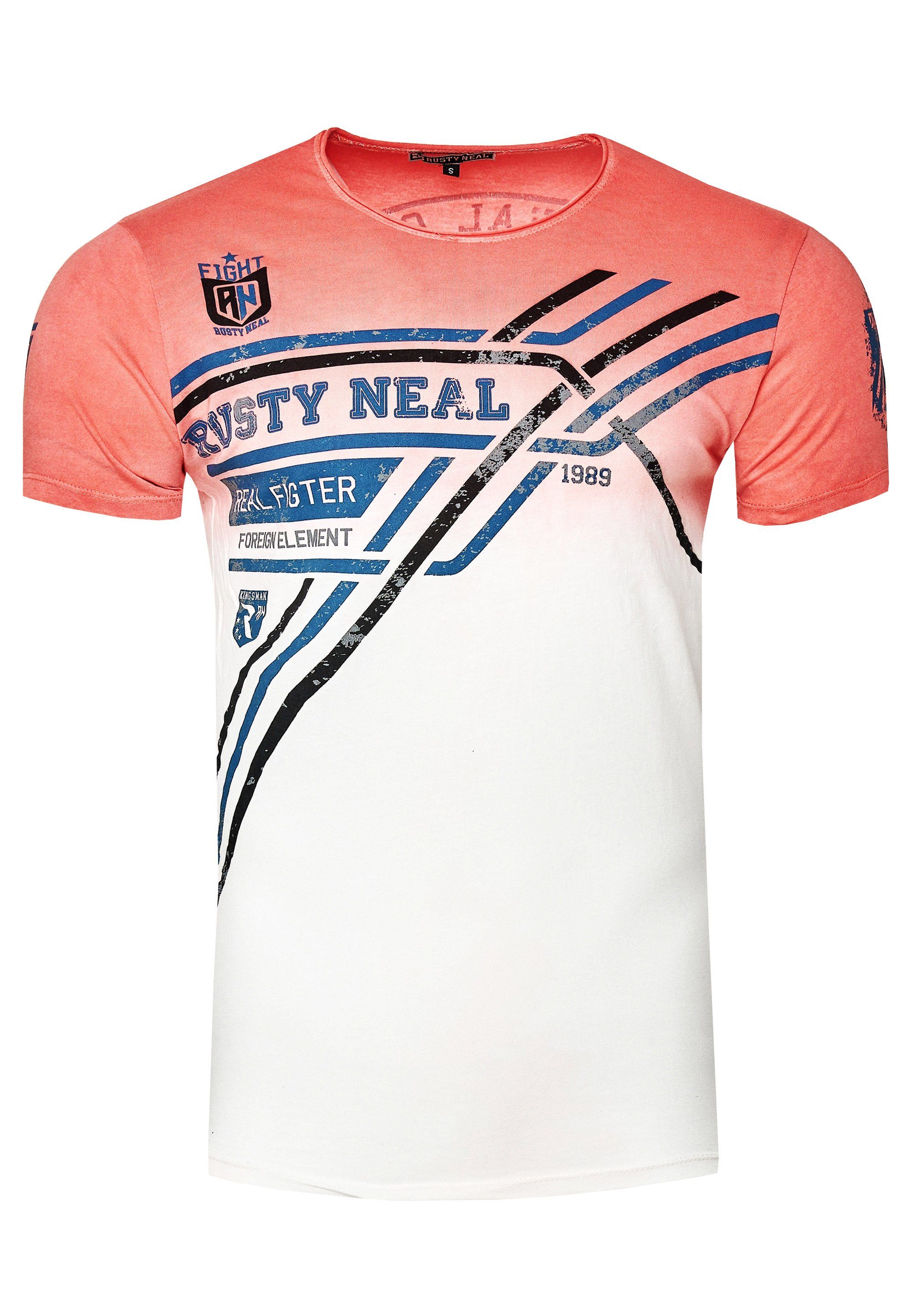 Rusty mit T-Shirt modernem Print Neal koralle