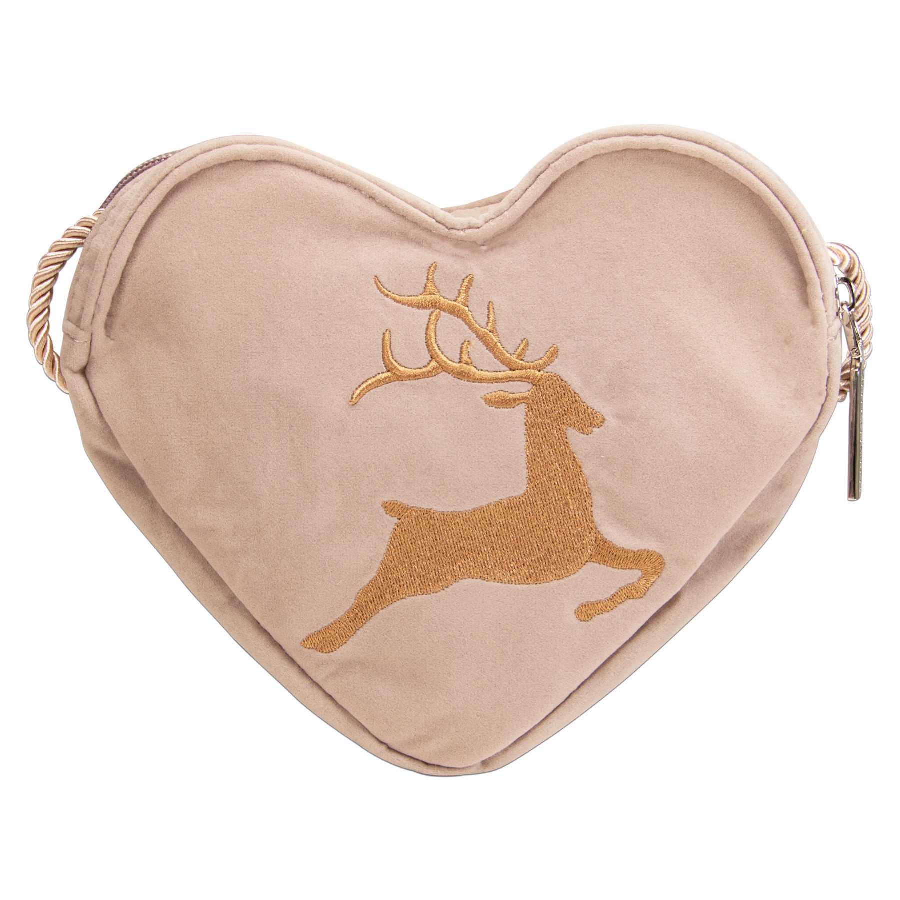 Alpenflüstern Schultertasche Herztasche Hirsch (taupe-grau), - Damen Trachtentasche in Herzform, Schultertasche fürs Dirndl, Herz H – Bild 3 von 5