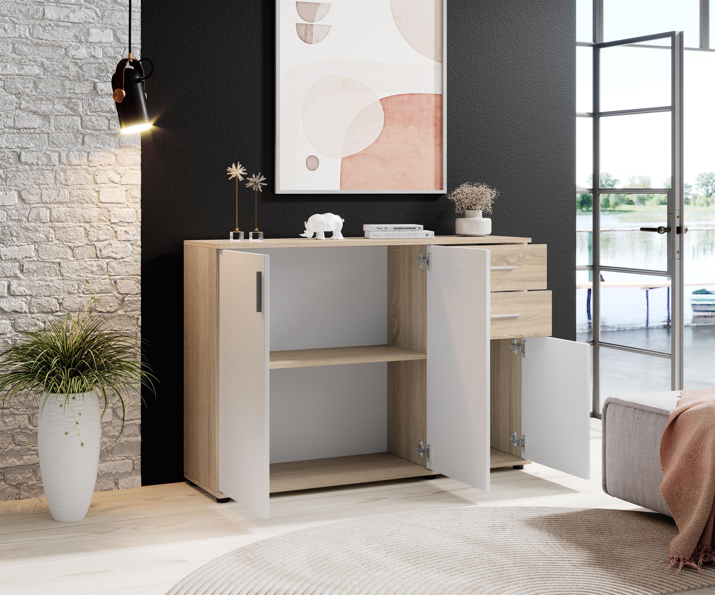 PREISBRECHER Kommode Kommode >Freida< in Weiß - 120x82x35cm (BxHxT), 120 x 82 x 35 cm (B/H/T) – Bild 5 von 5