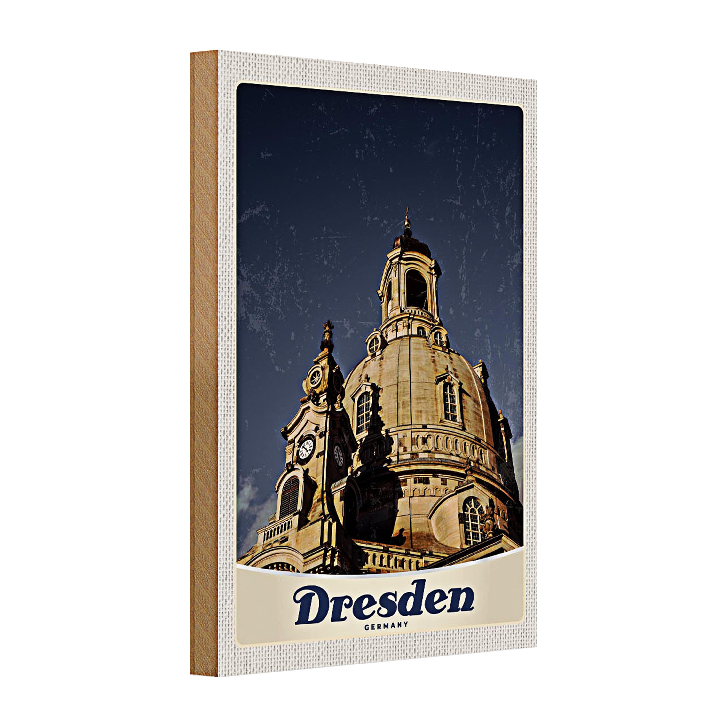 Roomando Holzbild Holzschild Reise 20x30cm Dresden Kunst Mittelalter Architektur