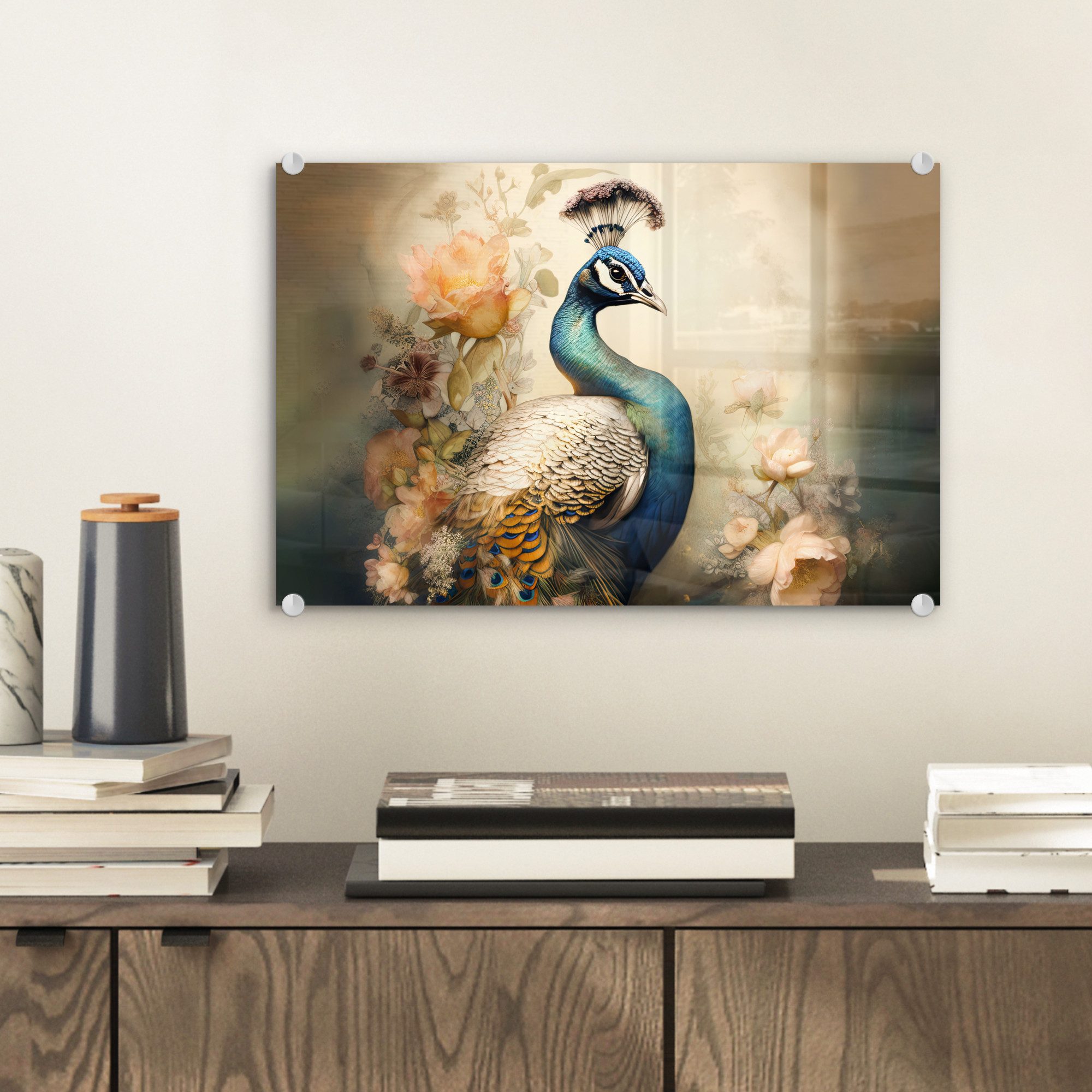 MuchoWow Acrylglasbild Pfau - Pfauenfedern - günstig online kaufen