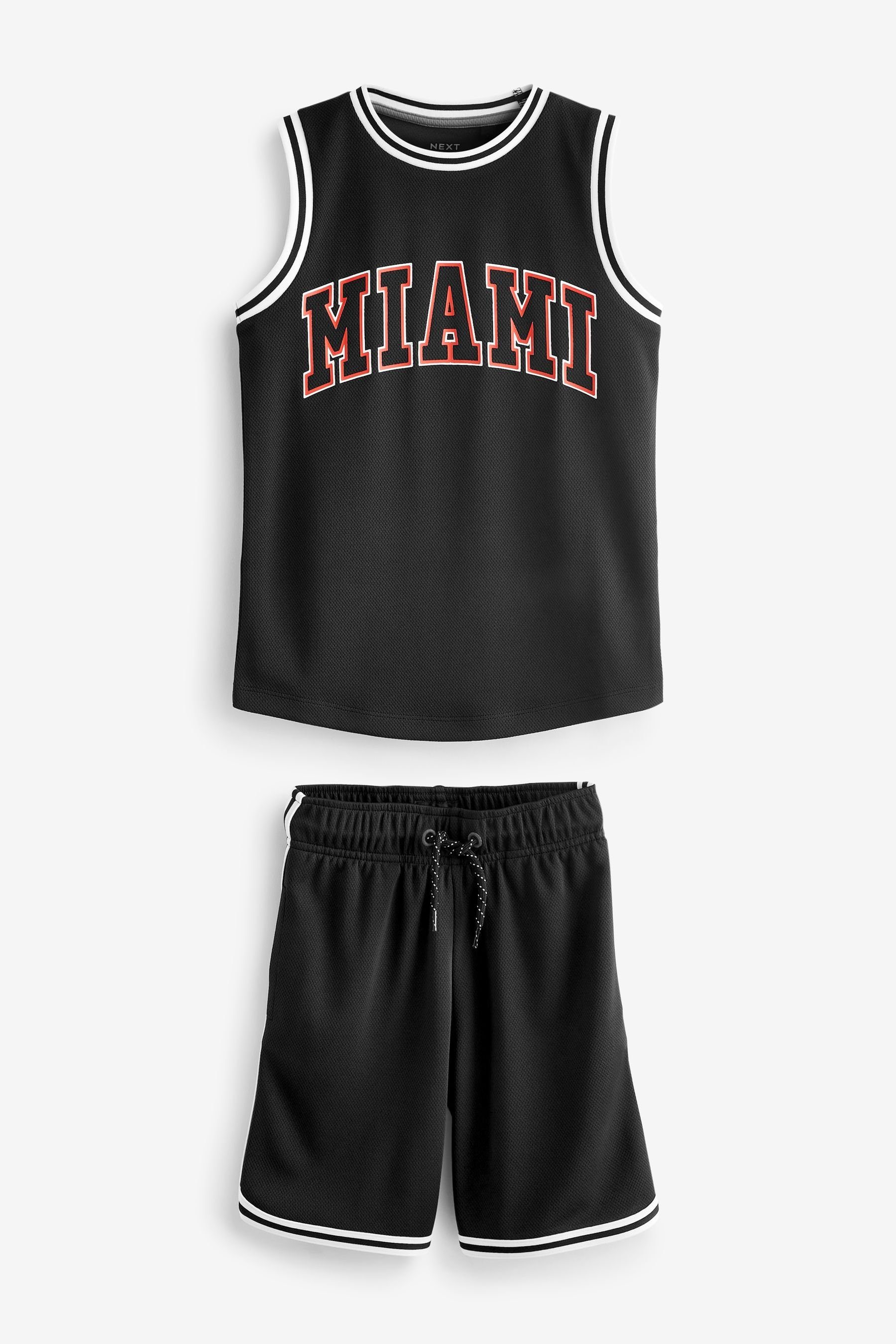 Next Top & Shorts Basketball-Shorts und Trägertop im Set (2-tlg) Black Miami