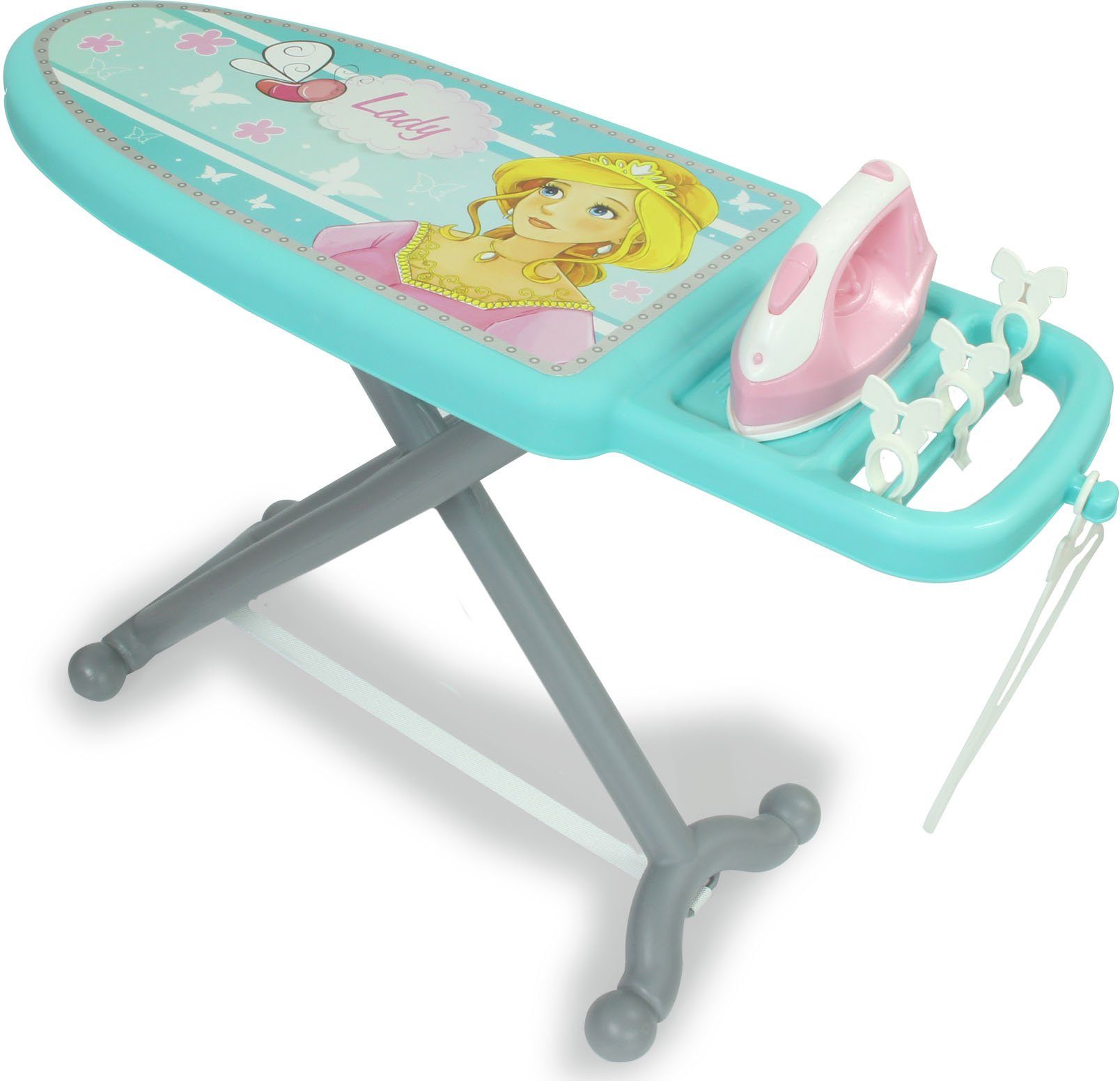 Jamara Kinder-Bügelbrett Little Laundry Princess, türkis, (Set, 6-tlg), inklusive Spielzeugbügeleisen