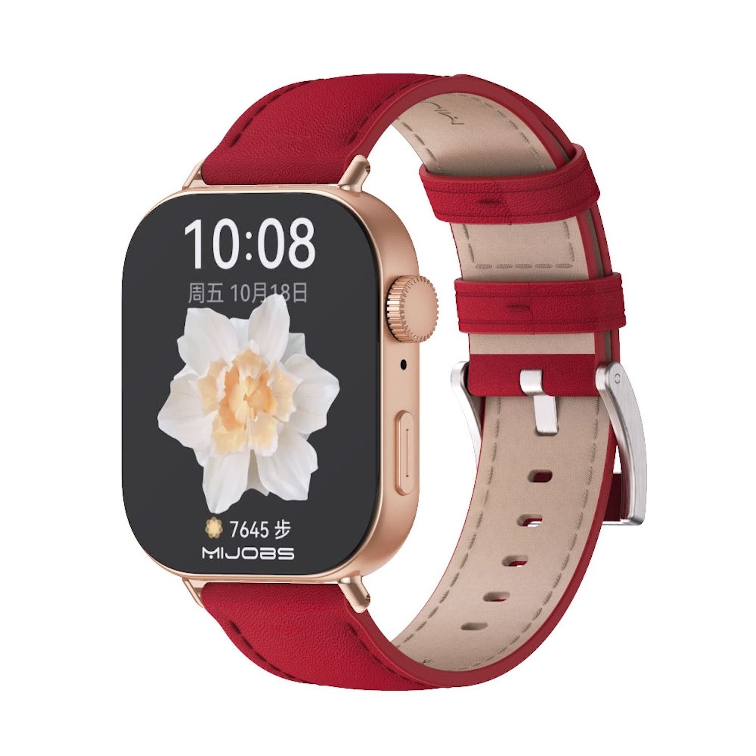 Wigento Smartwatch-Armband Armband Leder für Huawei Watch Fit 5 4 / Fit 5 4 Pro / 3 Rot Rose Gold, Echt Leder mit Schnalle