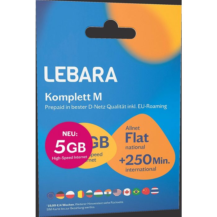 Lebara Komplett M SIM-Paket (Prepaid Mobilfunk) Prepaidkarte