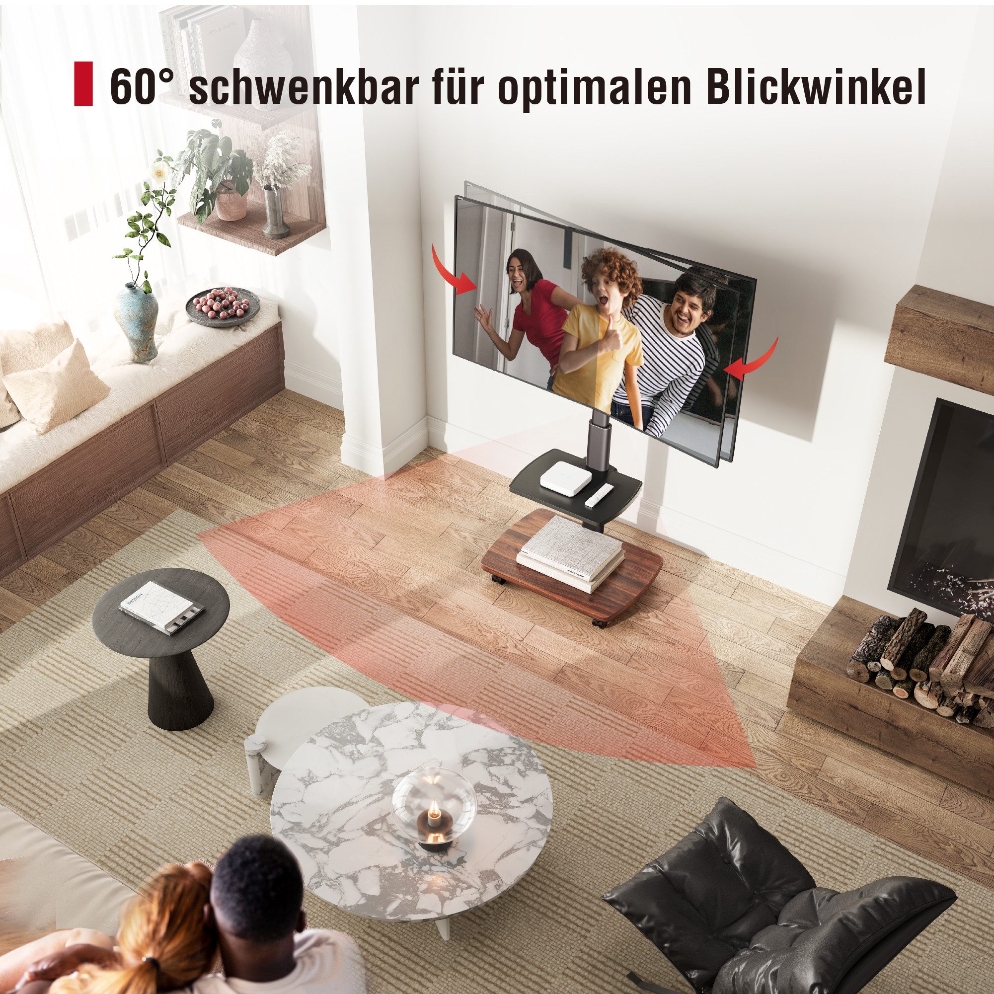 AOKCOS TV-Ständer, (bis 65 Zoll, mit Holzablage & Regal)