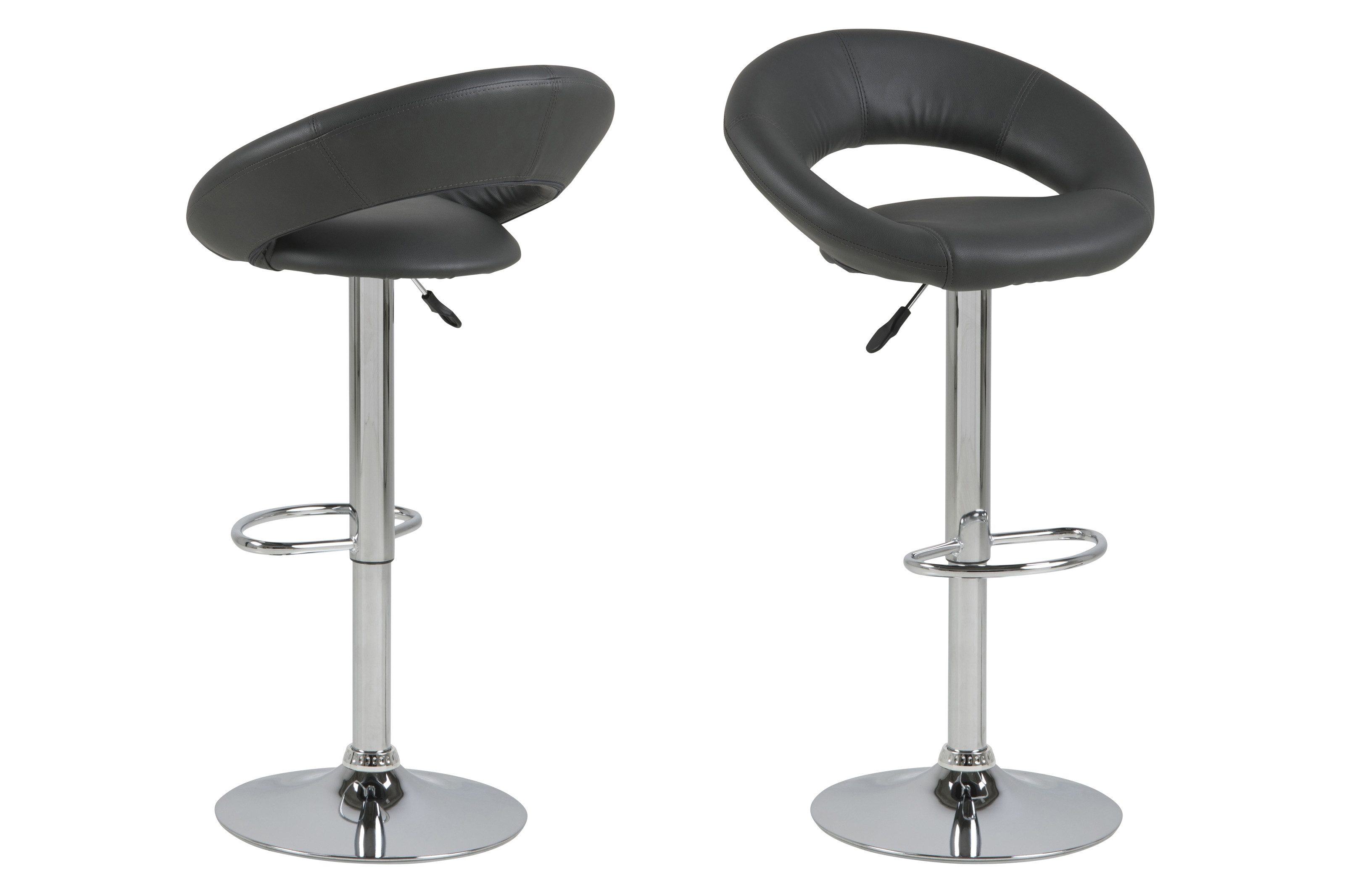 Barhocker in Grau, Polyurethan, Stahl - 56x100x50cm (BxHxT)