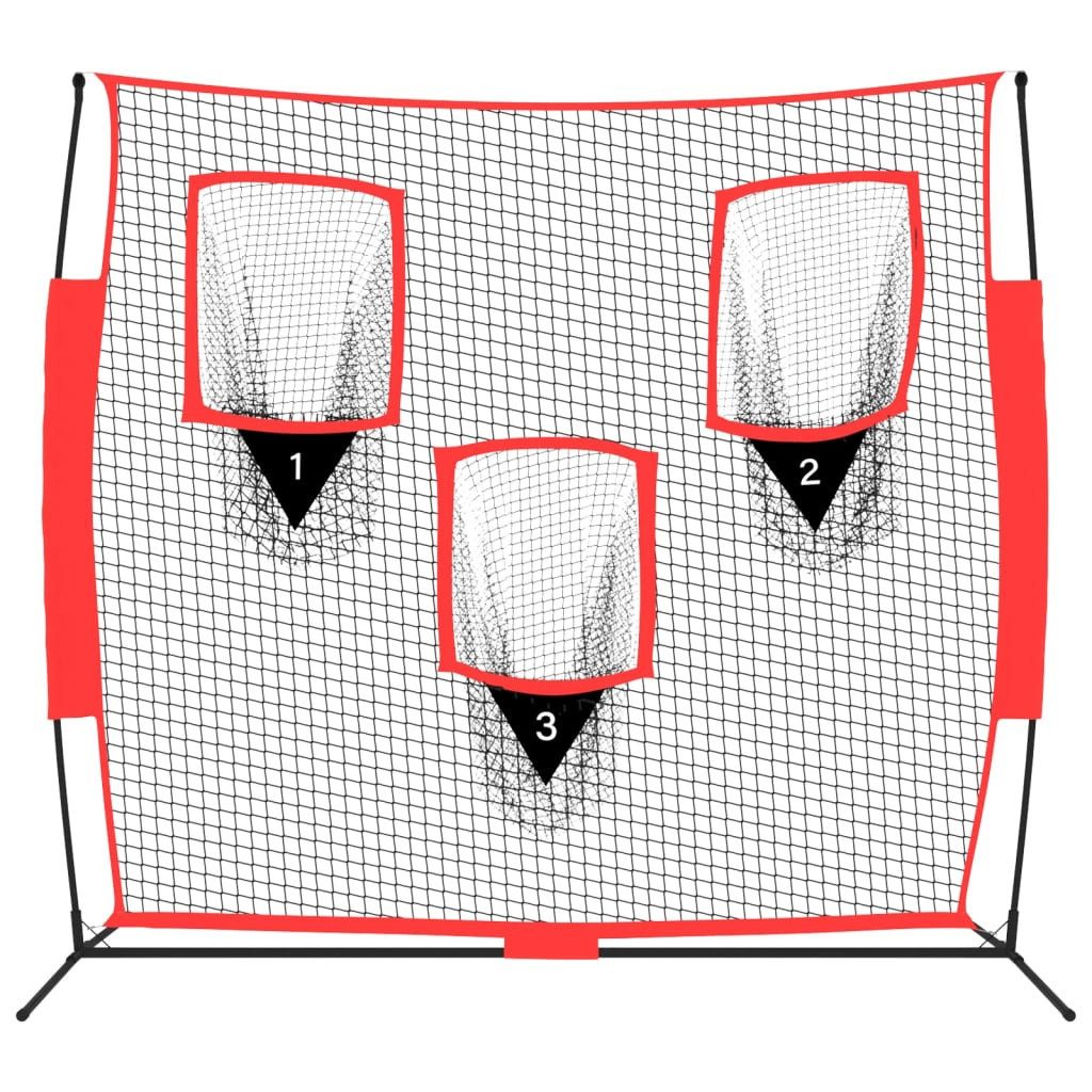 vidaXL Baseball Baseball-Netz Tragbar Schwarz und Rot 183x105x183 cm Polyester (1-St)