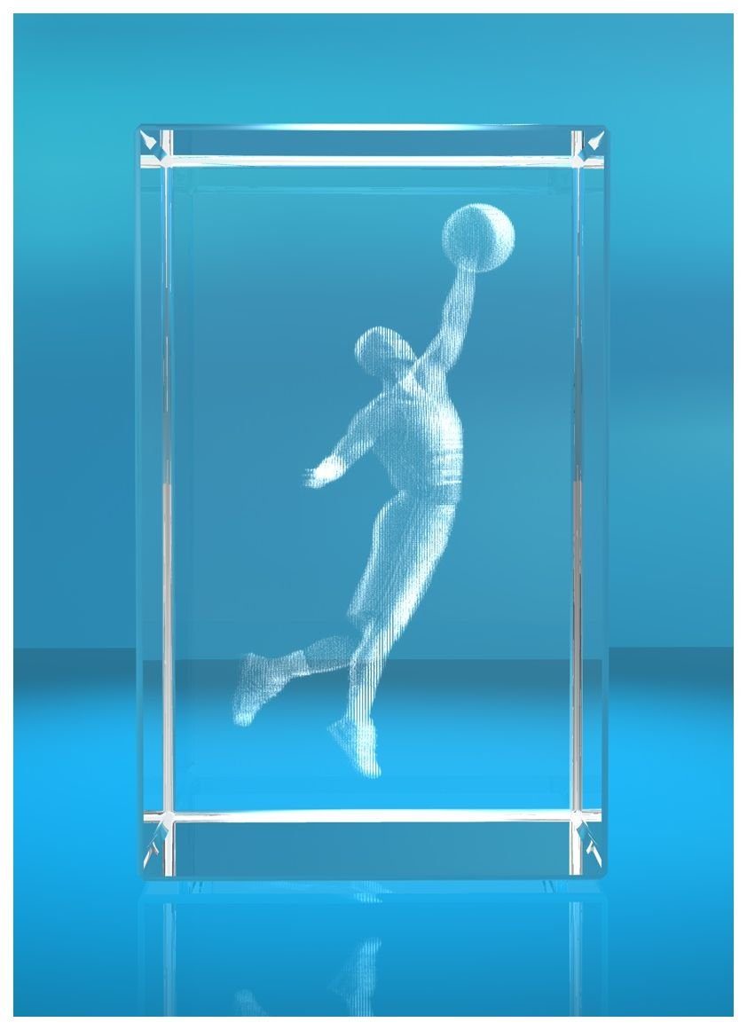 VIP-LASER Dekofigur 3D Glasquader Basketballer, Motiv: in Germany, Familienbetrieb Hochwertige Made Geschenkbox