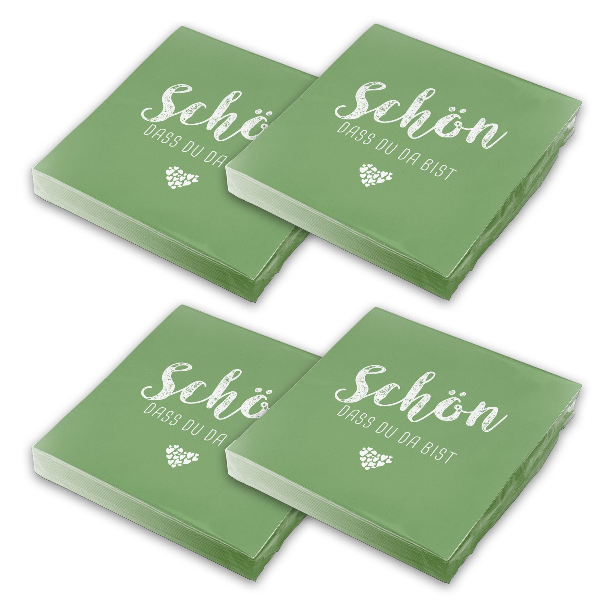 itenga Papierserviette itenga 80x Serviette Schön dass du da bist Salbei grün Set
