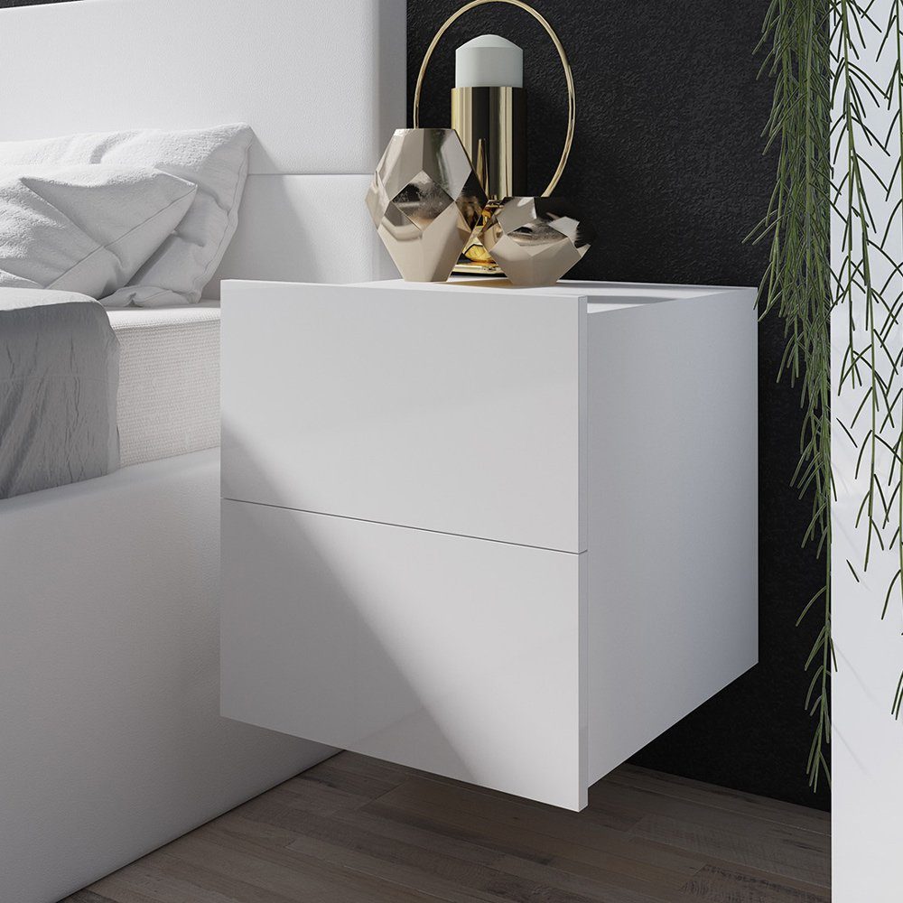 Lomadox Nachttisch CAIRNS-132, in weiß Hochglanz, günstig online kaufen