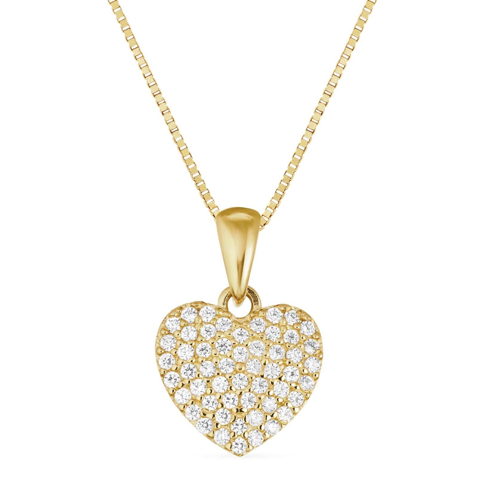 Tony Fein Goldkette mit Herzanhänger 585er Gelbgold 0,8mm Zirkonia Weiß, Ma günstig online kaufen