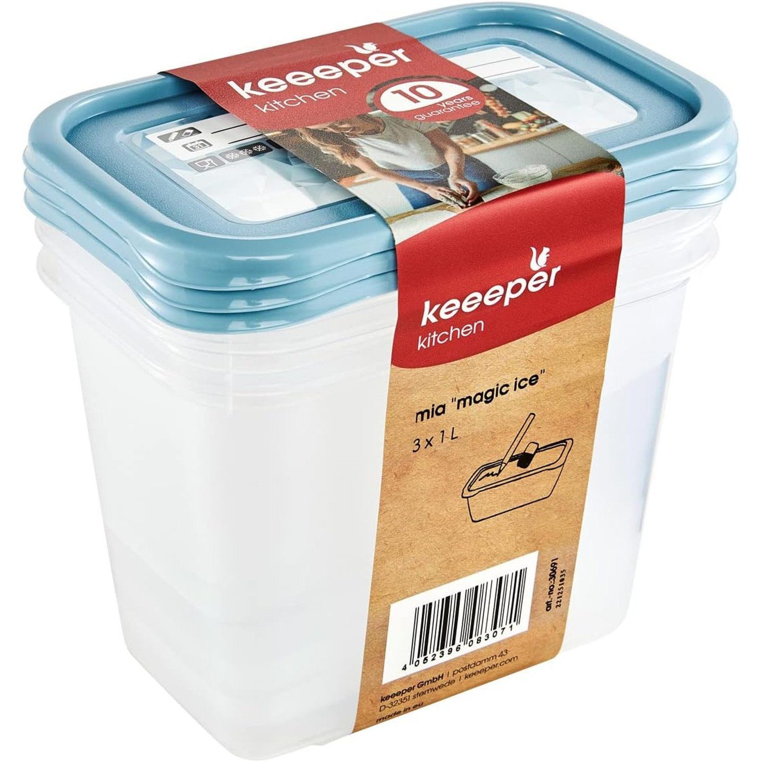 keeeper Vorratsdose 3069168028600, (3-tlg), ml 3x1000 Lebensmittelbehälter-Set Magic Mia PP