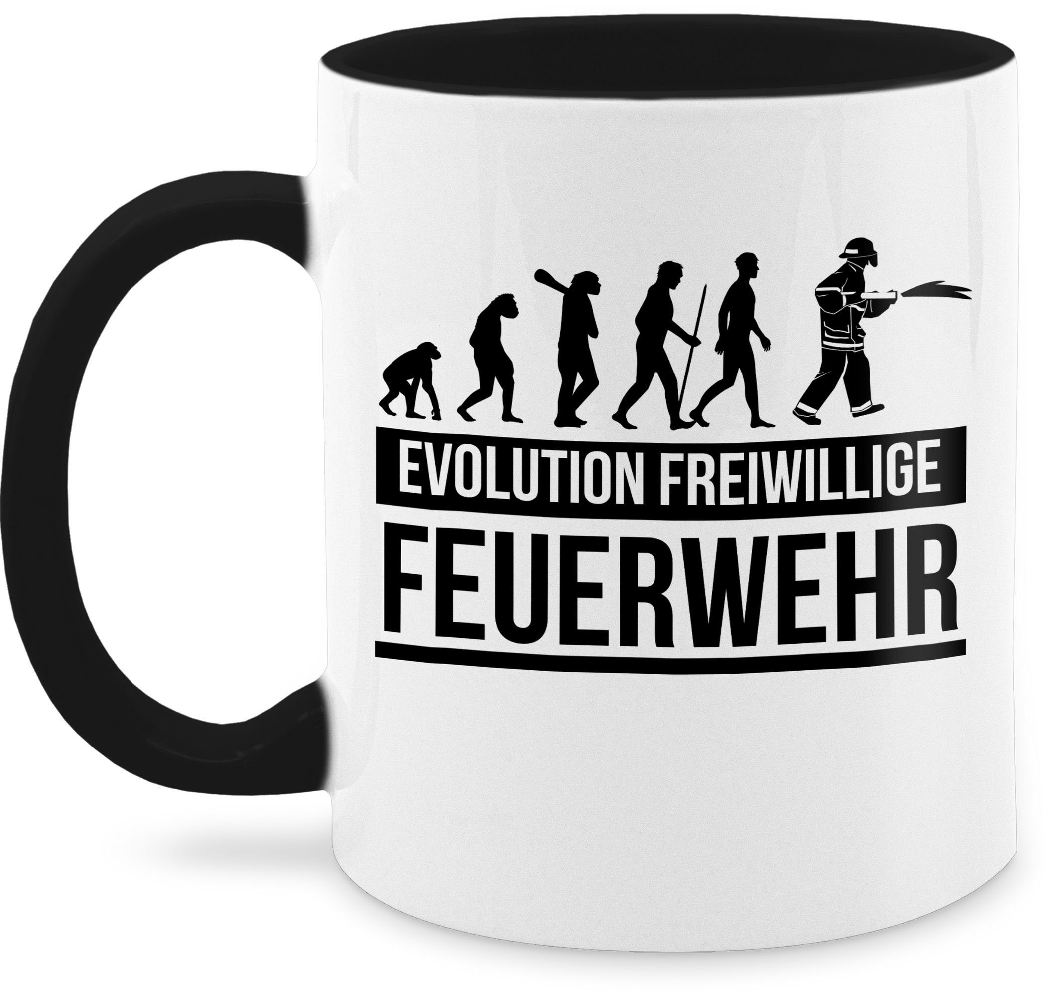 Evolution Schwarz 2 Feuerwehr, freiwillige Feuerwehr Shirtracer Tasse Keramik,