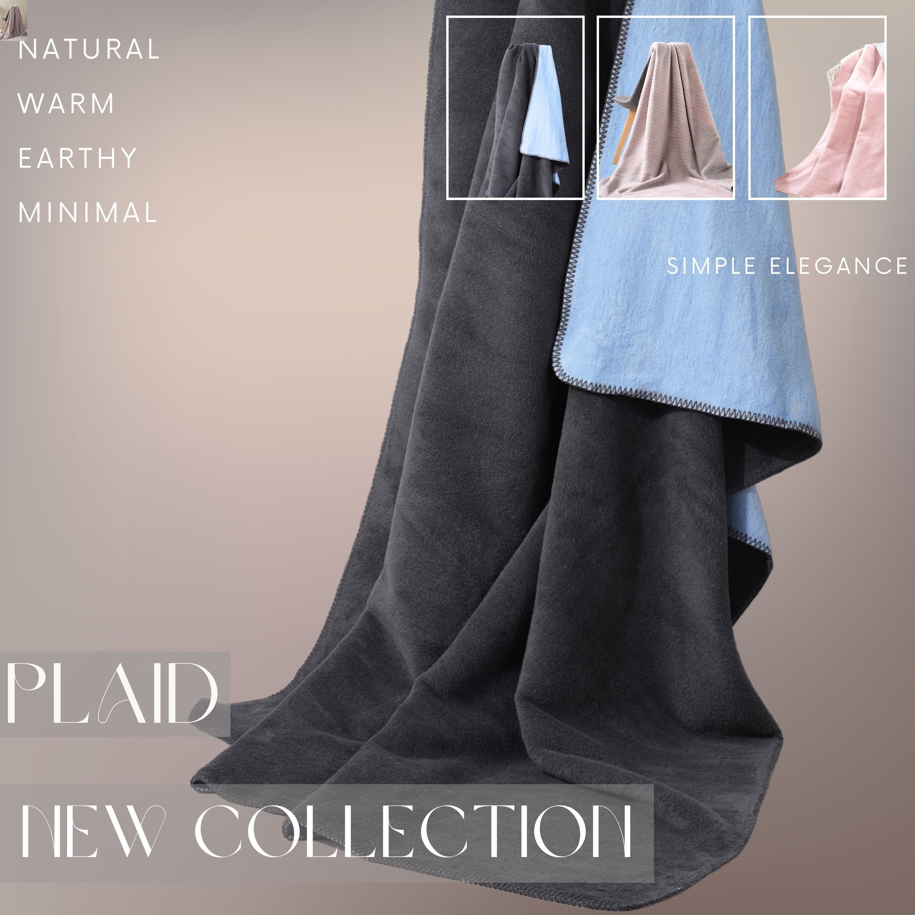 Plaid Plaid Kuscheldecke flauschig Tagesdecke, Baumwolldecke hochwertige, SEI Design, Wohndecke Bicolor Dark/Denim