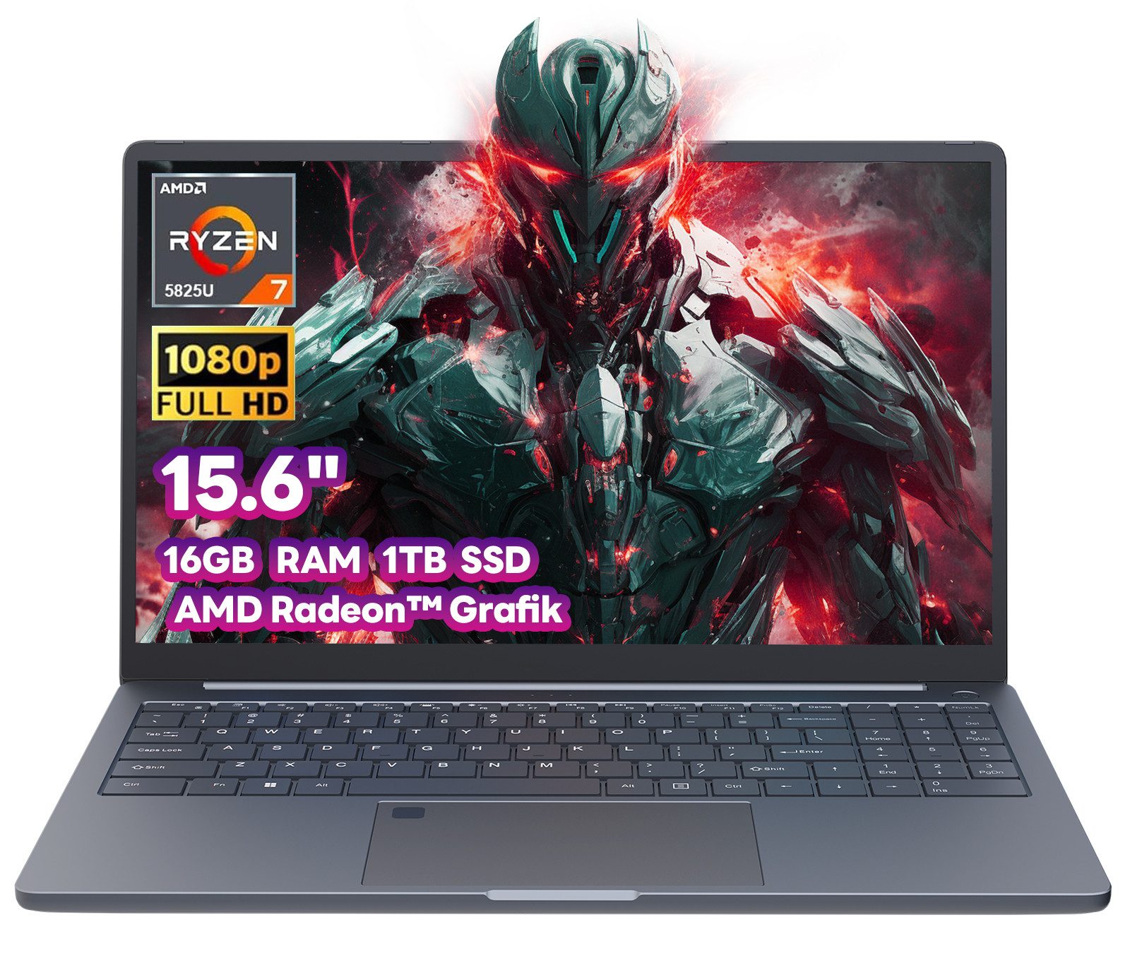 Rolipo 15.6" FHD IPS Laptop, 16GB RAM & 1TB SSD, HDMI, Win 11 Business-Notebook (AMD AMD Ryzen™ 7 5825U, AMD Radeon™ Graphics, 16 GB, 1024 GB SSD, 16GB RAM, 1TB SSD, AMD Radeon™ Graphics, PCIe 3.0, WiFi6, HDMI)