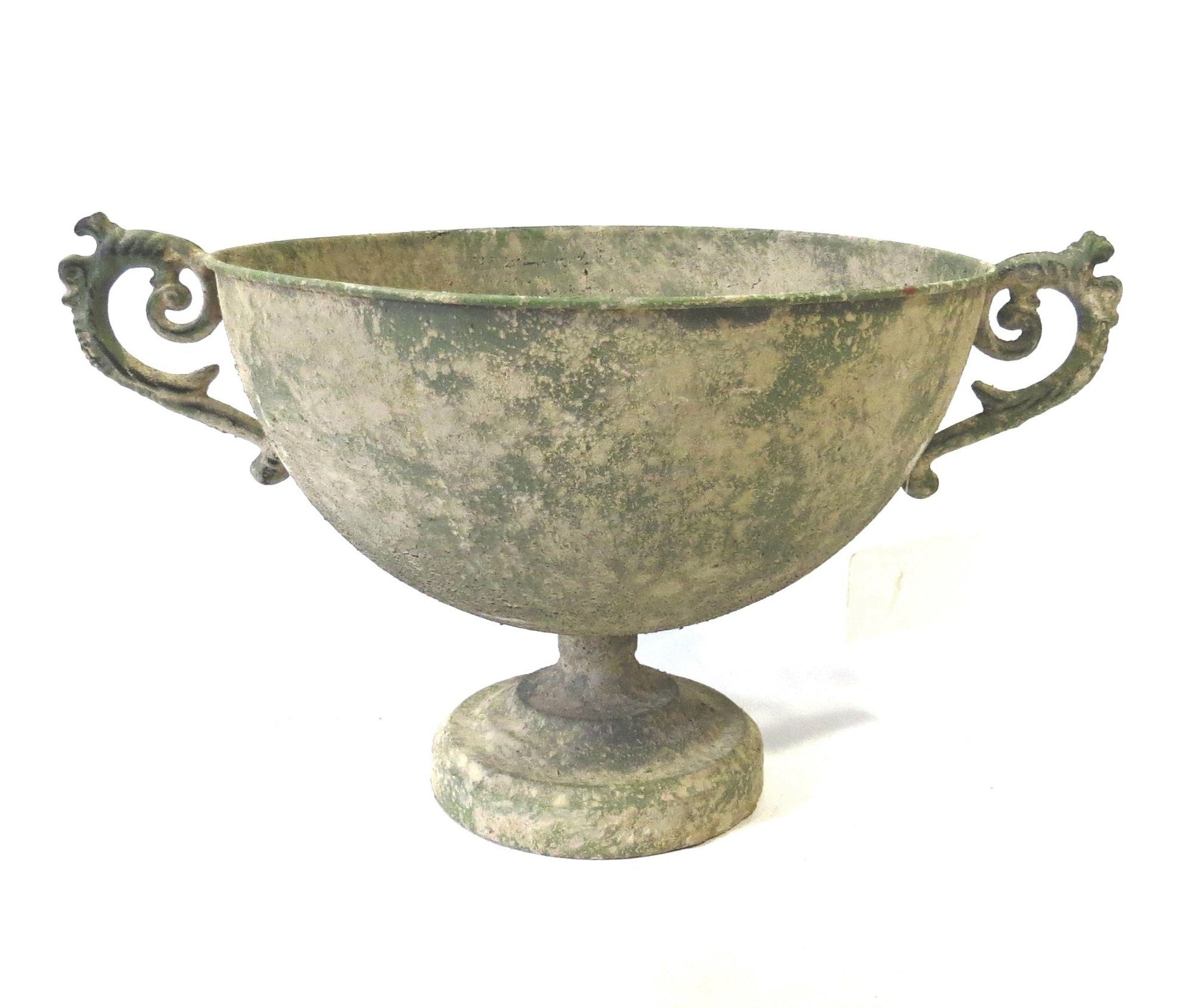 Vintage Schale Als Pflanzgefäß – Antikgrau, Handgearbeitet, Höhe 37 Cm, Durchmesser 16 Cm
