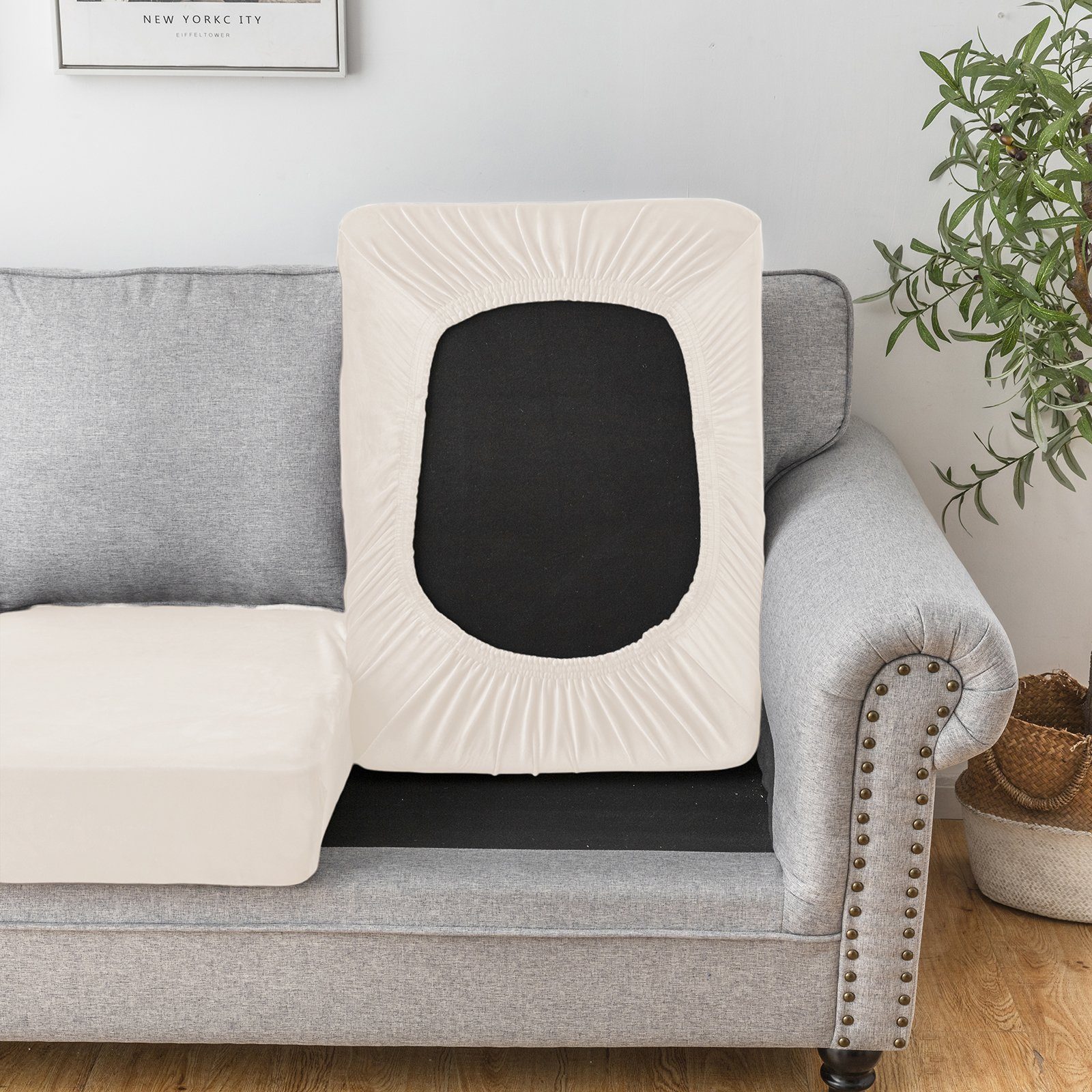 Rosnek Sofahusse Samt, Stretch, mit elastischer günstig online kaufen