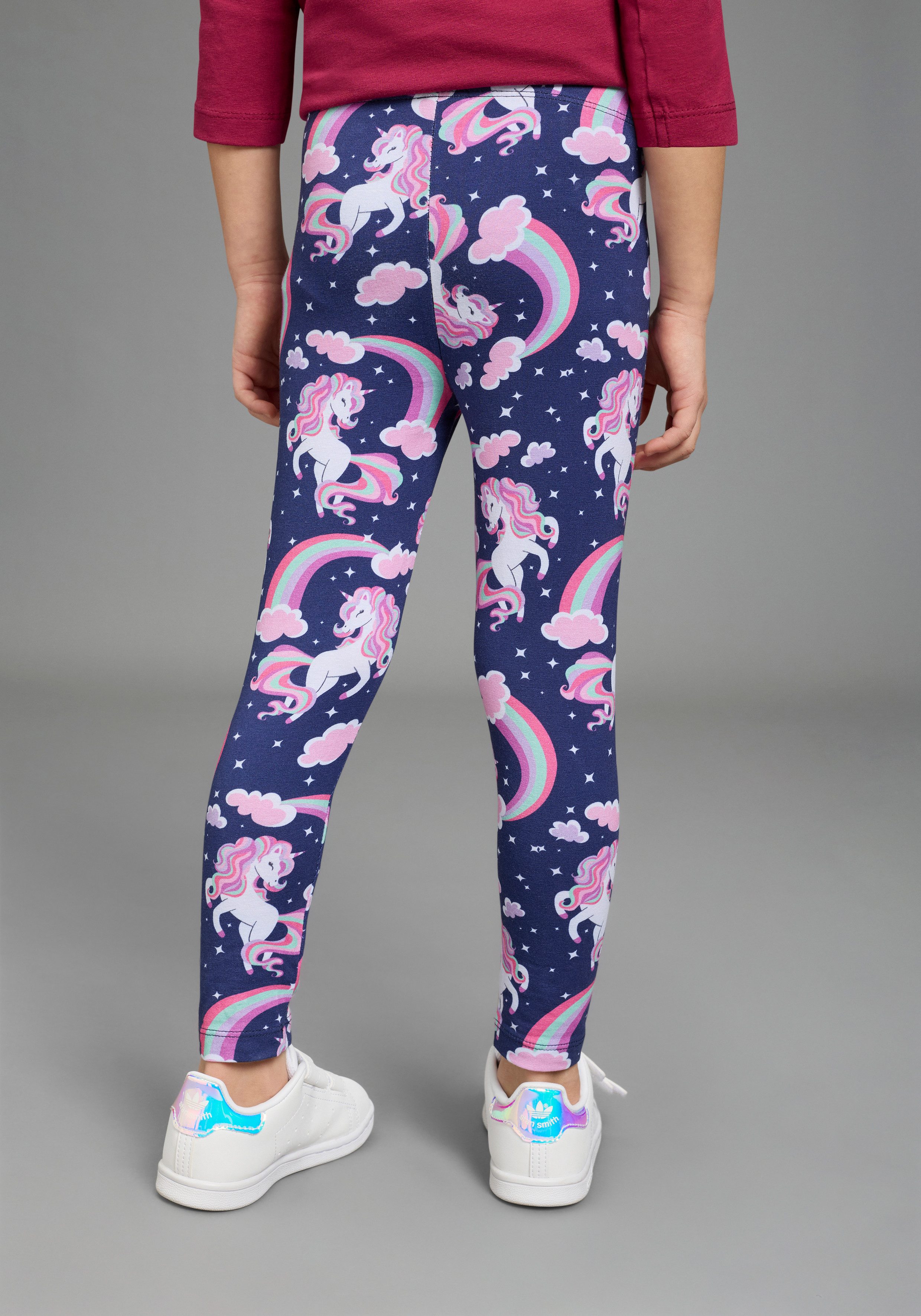 KIDSWORLD Leggings 2er Pack Leggings mit Einhorn-Muster (Packung, 2-tlg) für Mädchen, extra-enge Beinform, mit Gummizug am Bund – Bild 4 von 5