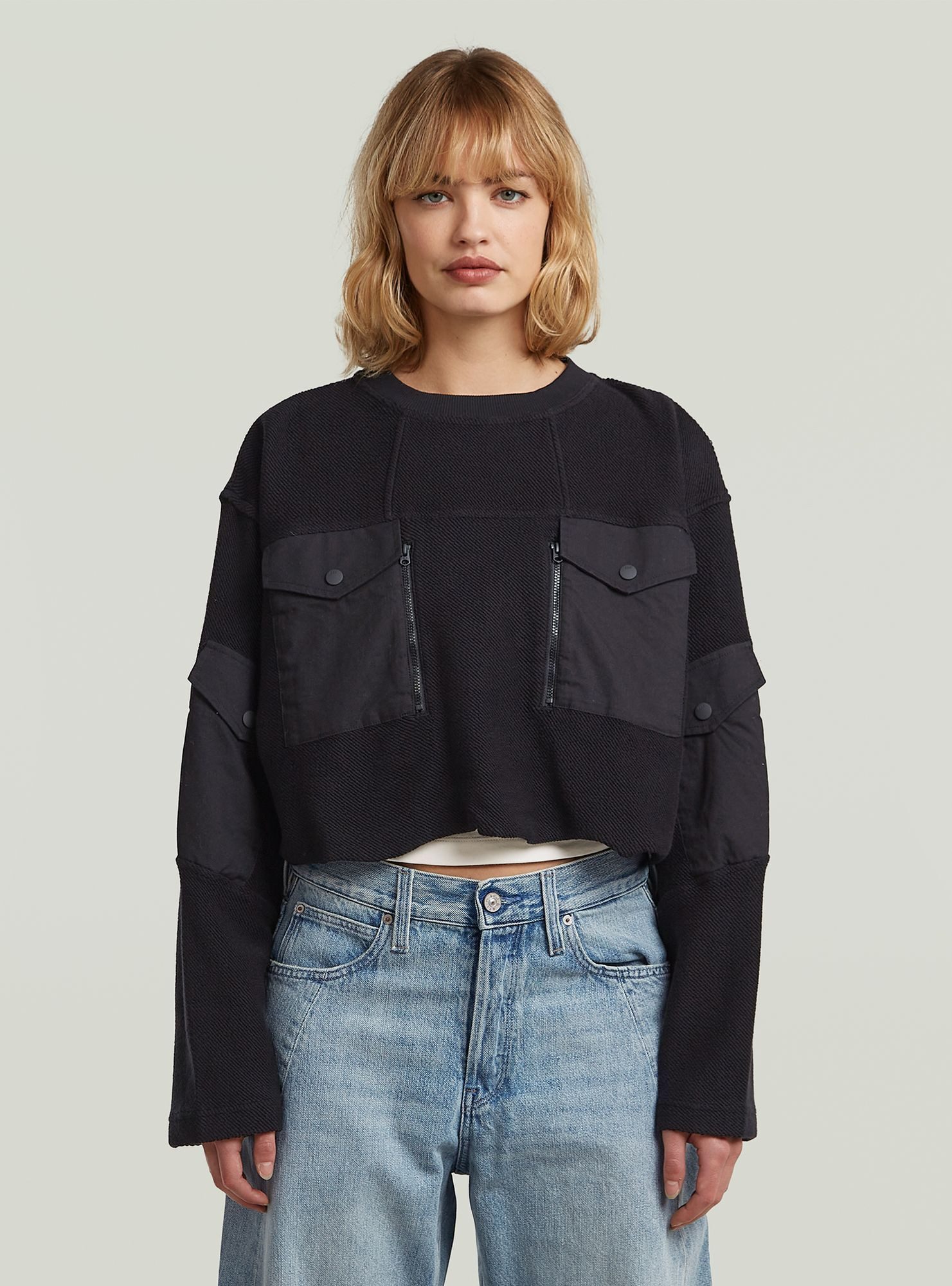 G-STAR Longpullover Multi Pocket Mix Loose Cropped Sweater