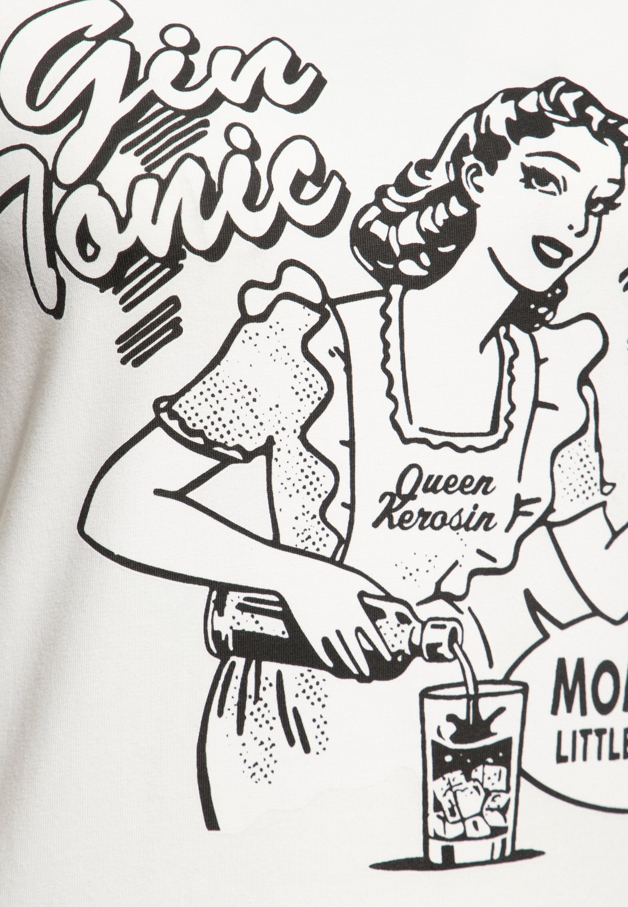 QueenKerosin Print-Shirt Gin Tonic vintage (1-tlg) Print Front mit im Design Pin-up weiß
