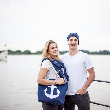 Sonia Originelli Umhängetasche Strandtasche Stern bestickt Seilkordel maritim Shopper Tragetasche, kleine Innentasche mit Reißverschluss