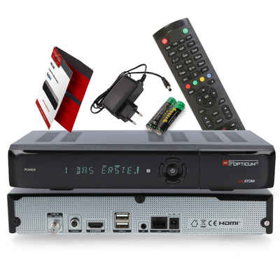 RED OPTICUM AX Atom mit Aufnahmefunktion - UHD SAT-Receiver (alphanumerisches Display, HDMI, 2X USB 2.0, Ethernet Port, Coaxial)