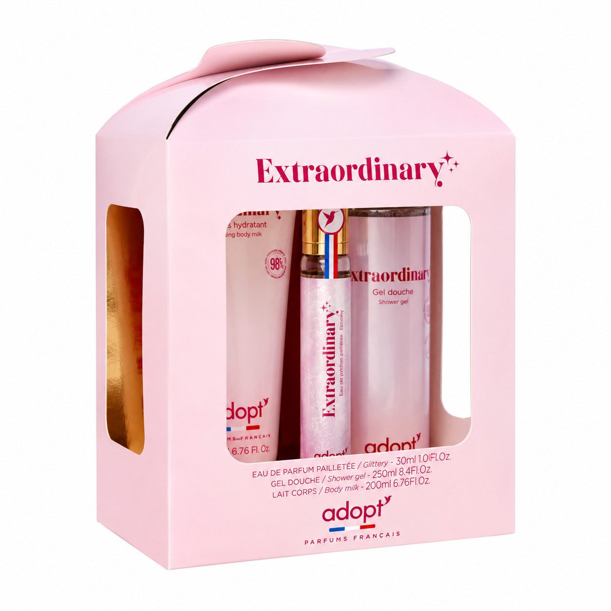 adopt Eau de Parfum Geschenkset Damen - "Extraordinary" Duschgel, EDP, Body Milk