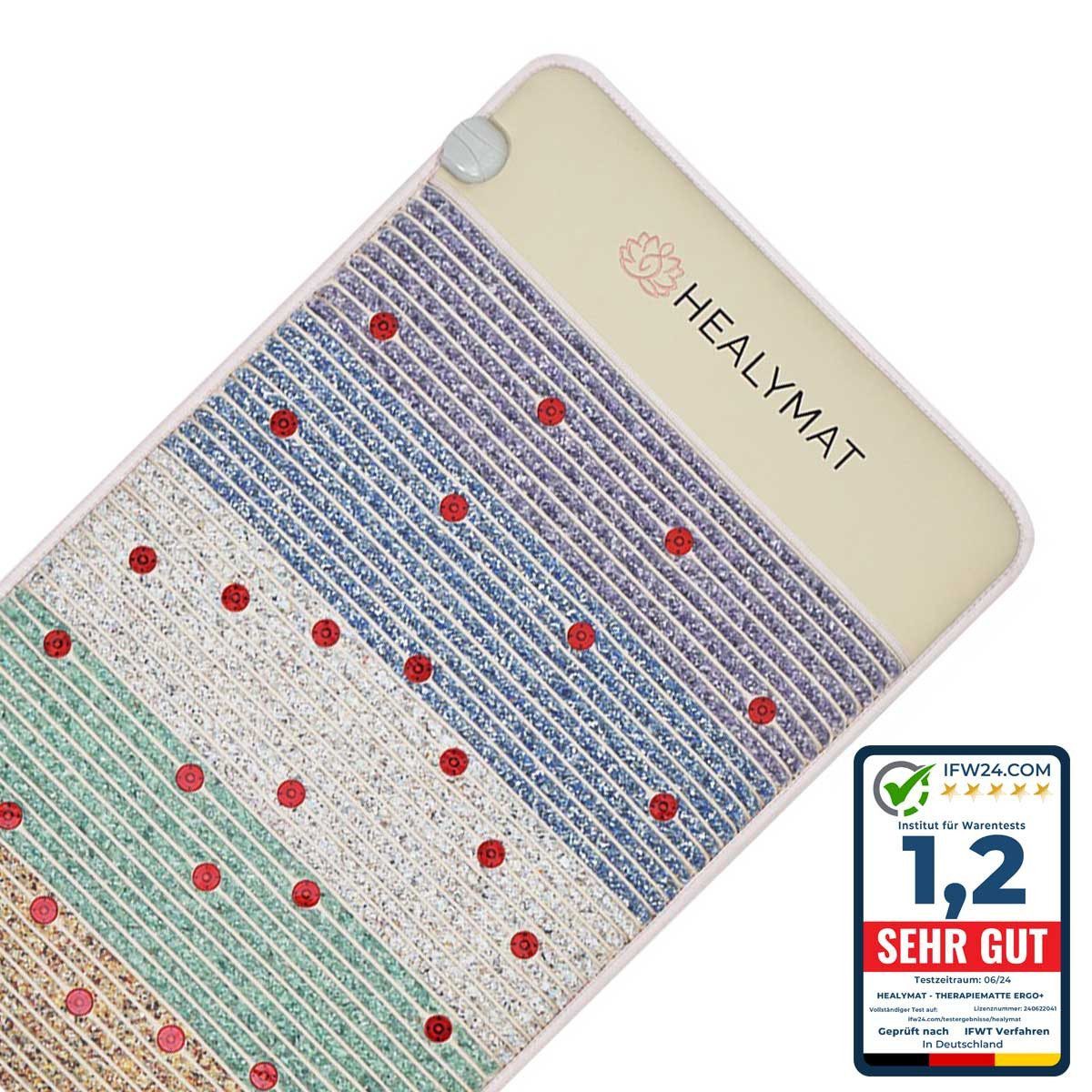 Healymat Massagematte Magnetfeldmatte Ergo Plus, Magnetfeldtherapie Matte, Infrarotmatte, Rotlicht-Therapie, Biophotonen Licht 660 nm, negative Ionen, Chakra Kristalle, optimiert Heilungsprozesse, fördert die Durchblutung, verbessert den Schlaf, entgiftet den Körper, aktiviert Selbstheilung