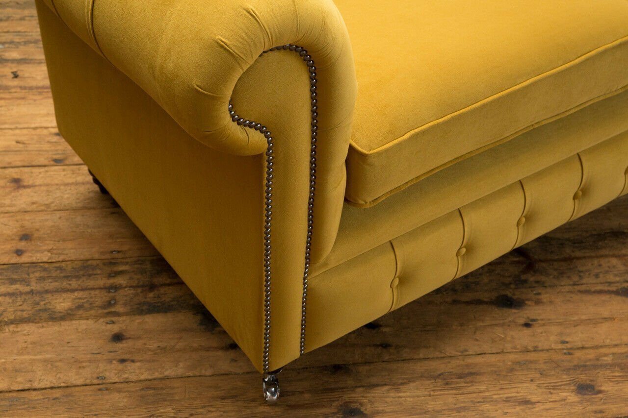 JVmoebel Chesterfield-Sofa Gelber Chesterfield in Sitzer Europe Designer Sofa 2 Couch Made Neu