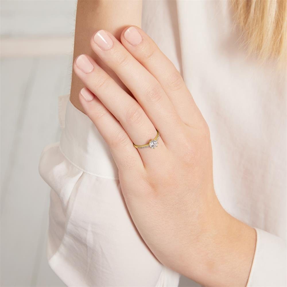 JEWLIX Goldring JEWLIX Verlobungsring 375er Gelbgold 9K mit Zirkonia Damenr günstig online kaufen