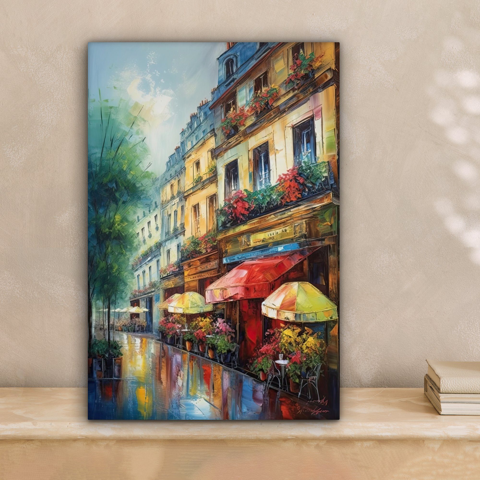 OneMillionCanvasses® Leinwandbild Straße - Ölfarbenoptik - Farbenfroh - Sta günstig online kaufen