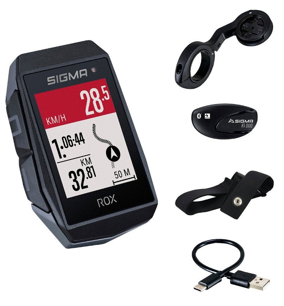 SIGMA Fahrradcomputer Rox 11.1 Evo HR Set GPS Bike Computer Navi Fahrradtacho Komoot