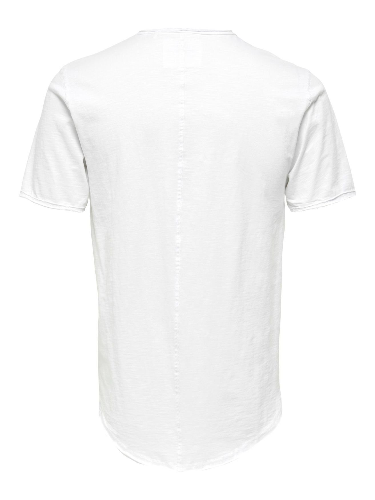 Kurzarm Langes Rundhals Shirt ONLY T-Shirt in Weiß-2 T-Shirt 4783 Basic ONSBENNE SONS Einfarbiges &