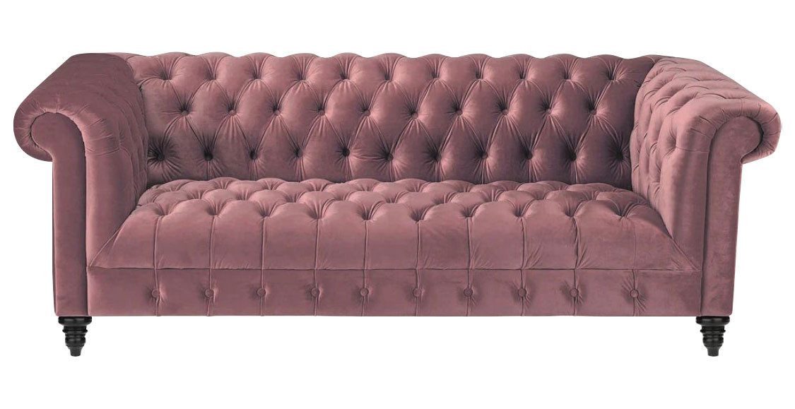 Xlmoebel Chesterfield-Sofa Fuchsia Samt Sofa im Chesterfield-Stil mit luxuriösem Polster, Hergestellt in Europa