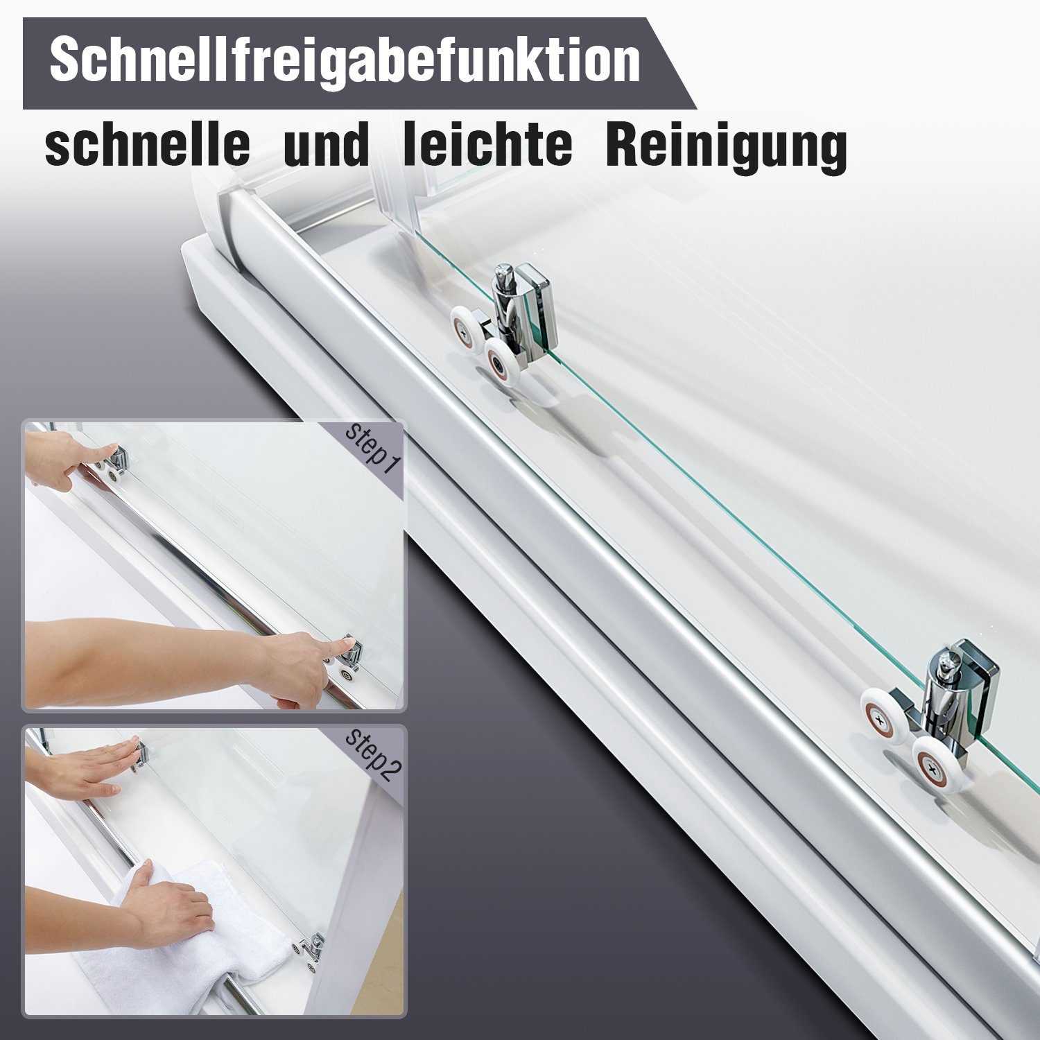 SONNI Eckdusche Eckdusche Duschkabine Eckeinstieg Schiebetüren 6mm Glas, BxT: 70x70 cm, Einscheibensicherheitsglas, 70-120 X 185cm, links und recht montierbar