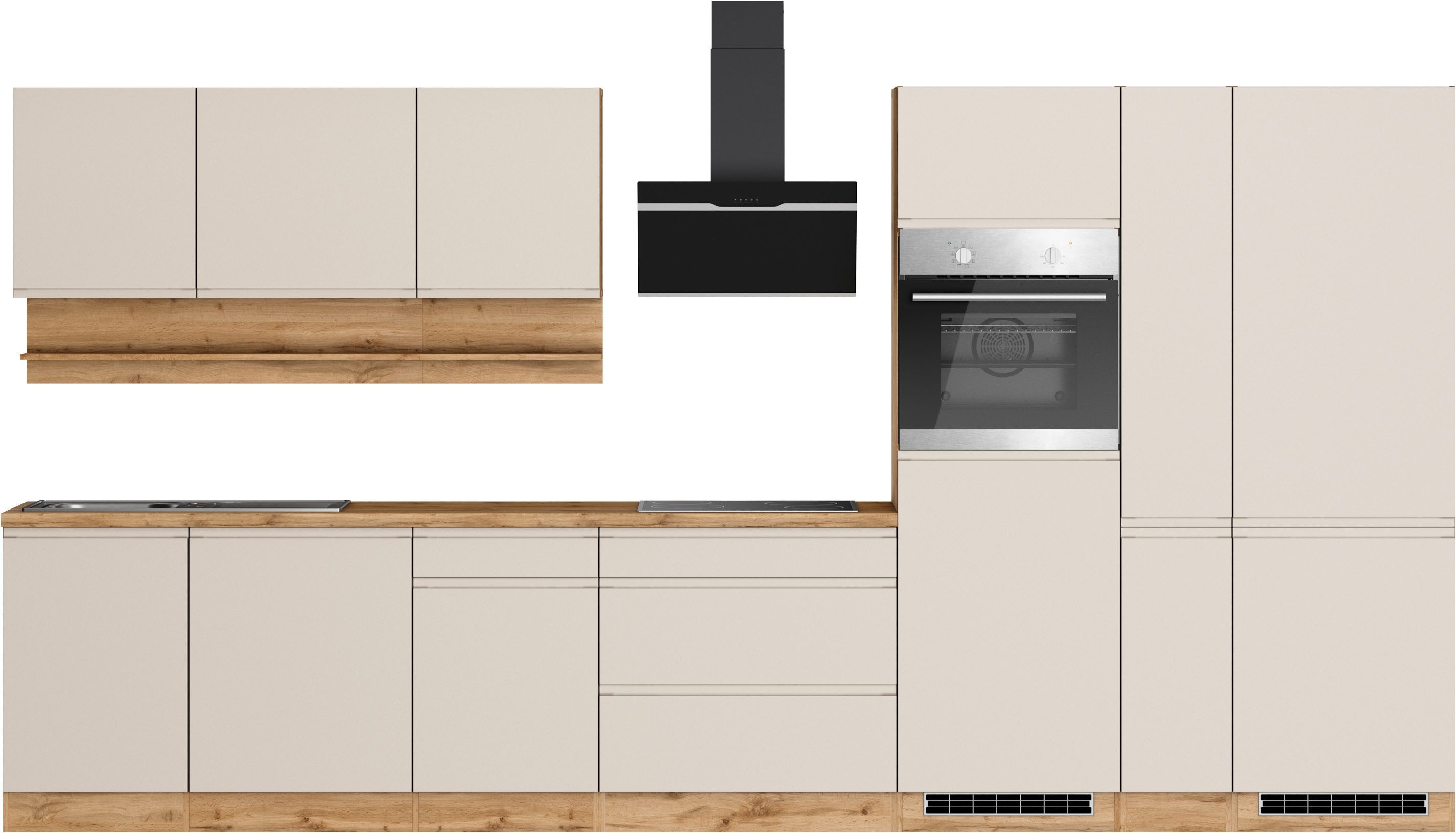 KOCHSTATION Küchenzeile KS-Virginia,neu in verbesserter Ausführung, Breite 390 cm, Soft-Close, ohne E-Geräte