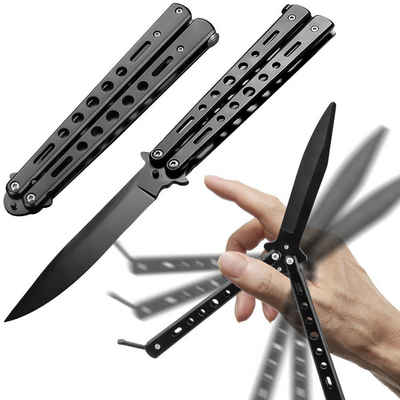 SOTOR Taschenmesser Taschenmesser Survival Knife Taktisches Messer zum trainieren Schwarz, (packung), Taktisches Butterfly Übungsmesser