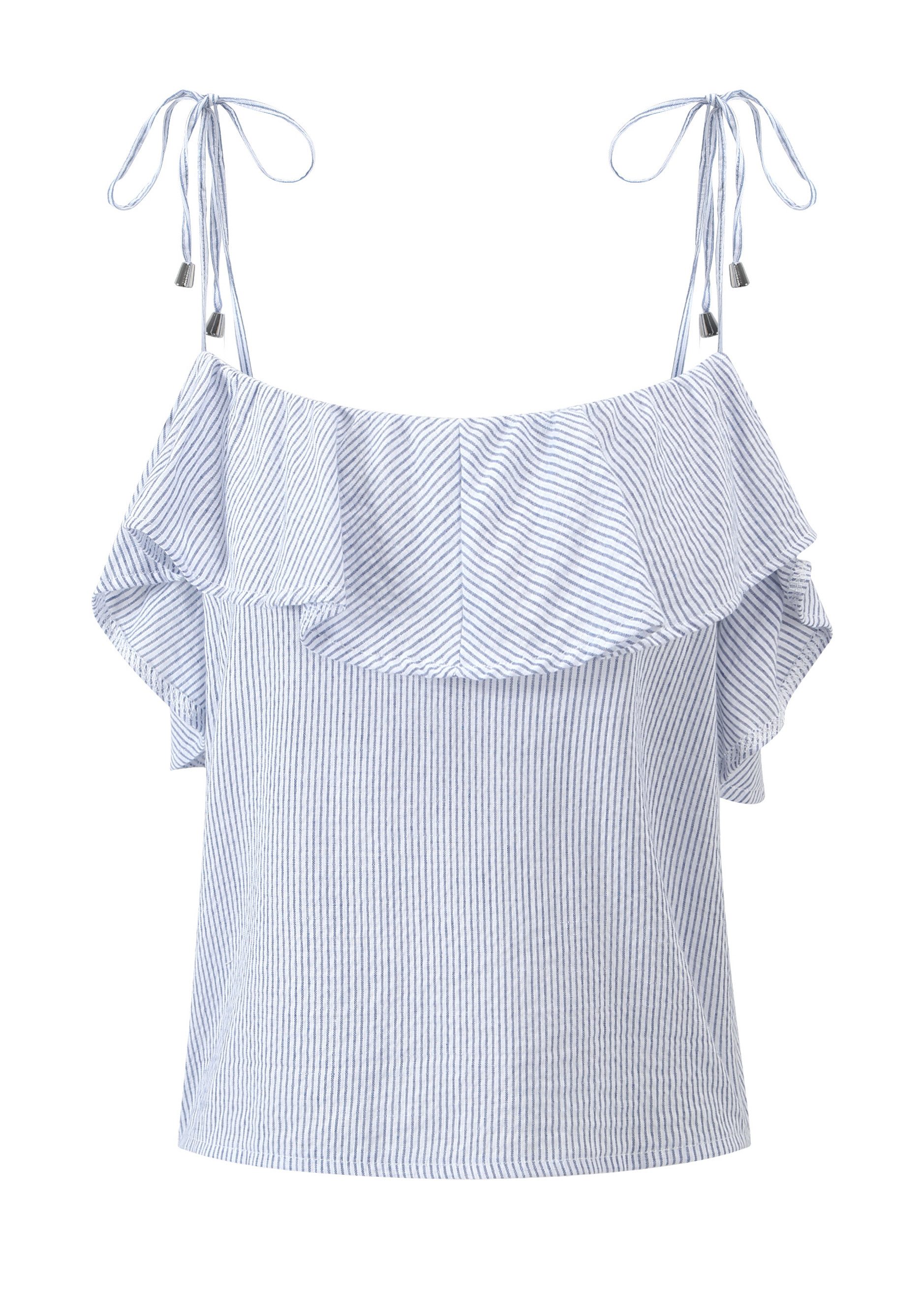 SASSYCLASSY Trägertop Gestreiftes Top Damen mit Volant und Bindebändern günstig online kaufen