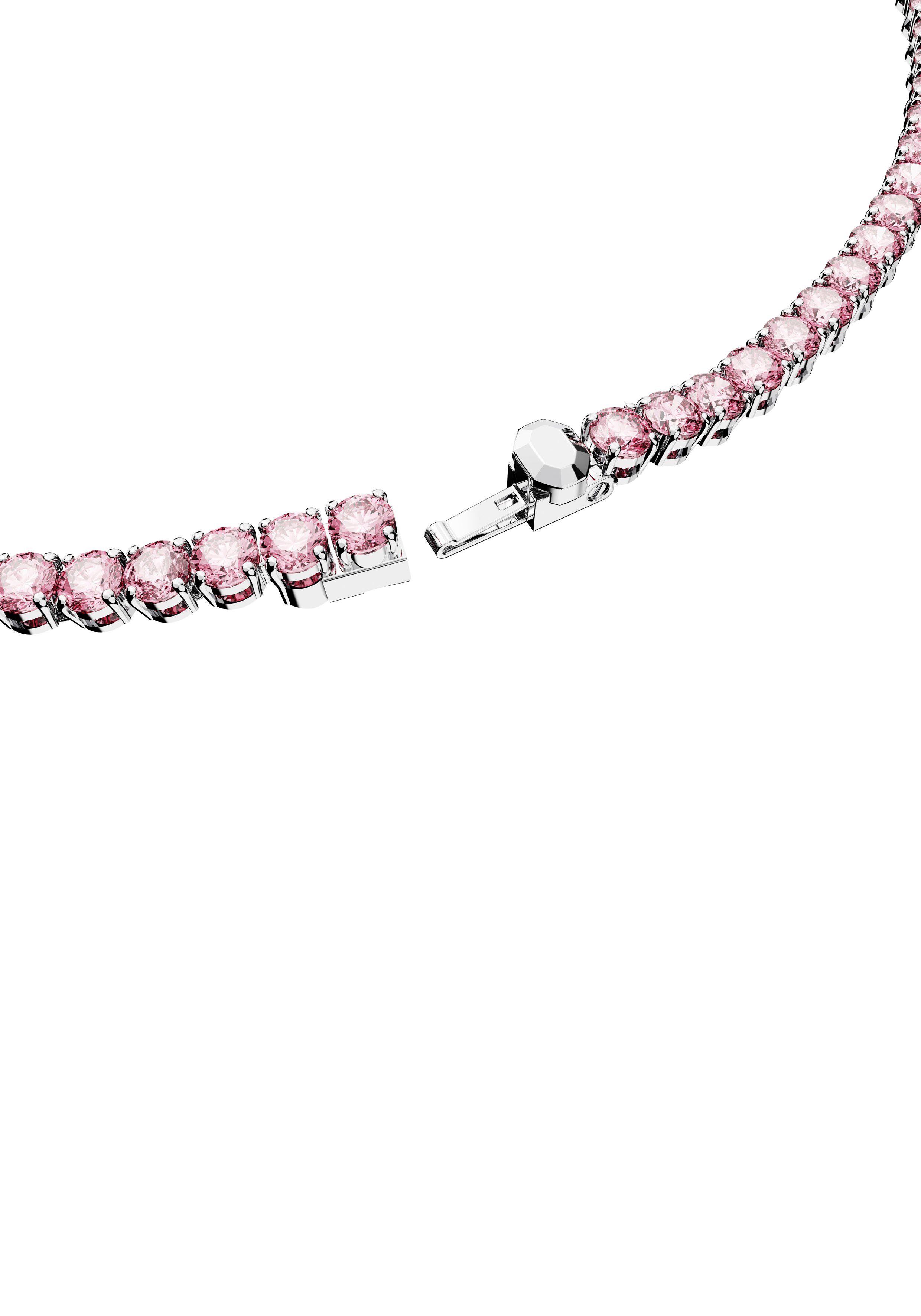 Swarovski Kristall Tenniskette, rosa-pink Rundschliff, mit Matrix 5681799, Collier Swarovski®