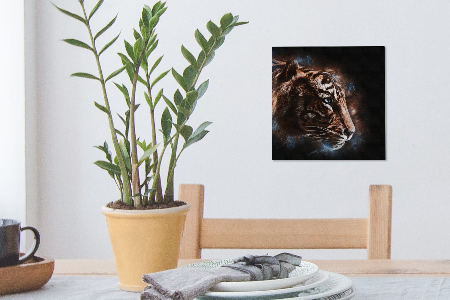 für - Leinwandbild Leinwand Tiger (1 - Orange, Wohnzimmer Tiere St), Schlafzimmer OneMillionCanvasses® Bilder