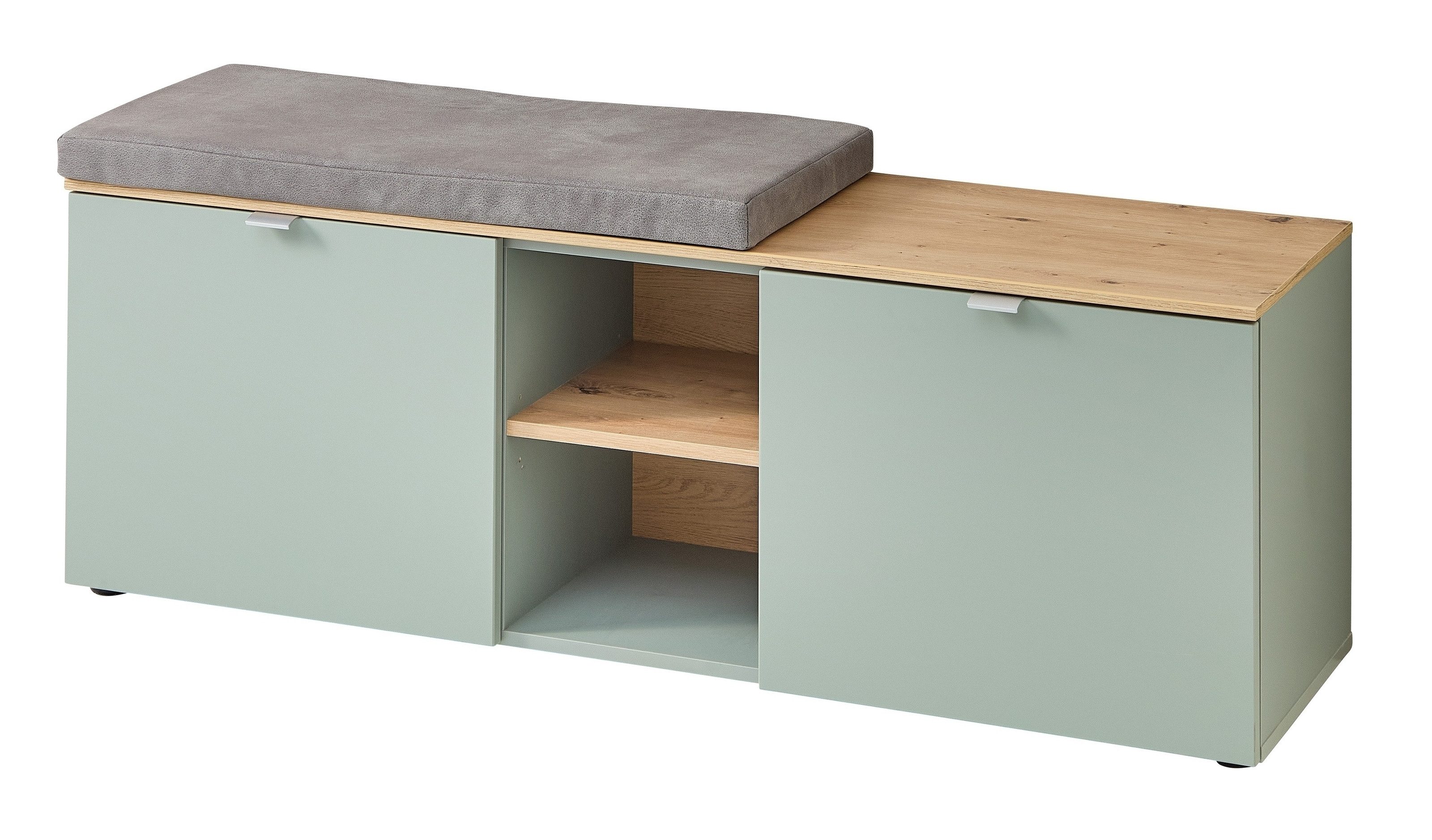 freiraum Schuhbank Bari, in Schilfgrün matt, MDF, Spannplatte - 128x50x38cm (BxHxT)