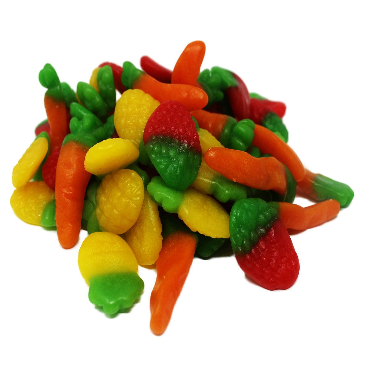 Fruchtgummi Bären & Co. Süßigkeit, Fruchtgummi Jelly Mischung aus Ananas Erdbeeren Karotten 1000g