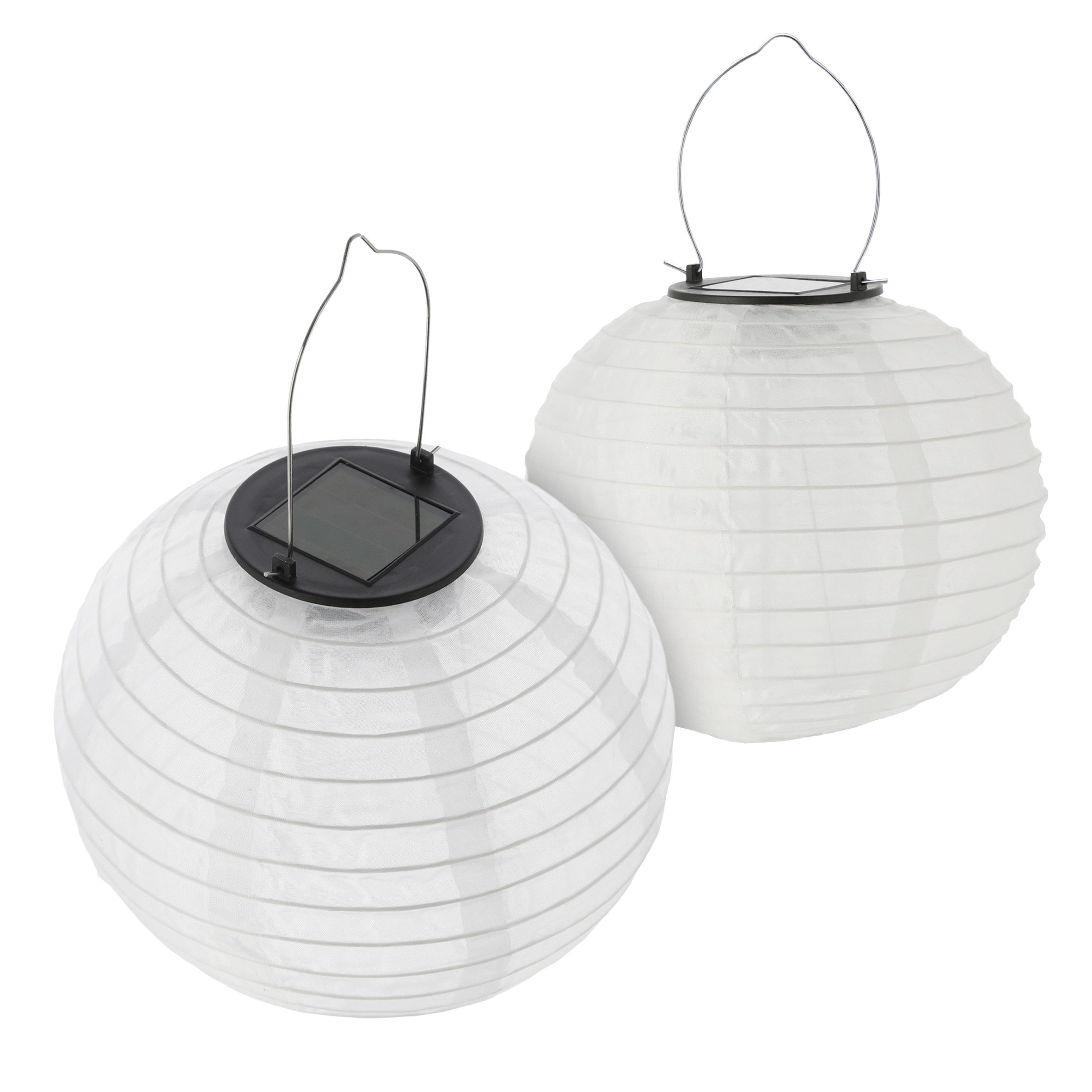 Spetebo LED Gartenleuchte LED Solar Lampion aus Nylon - Set, Einschaltautomatik, LED, warm weiß, Garten Deko Beleuchtung warm weiß